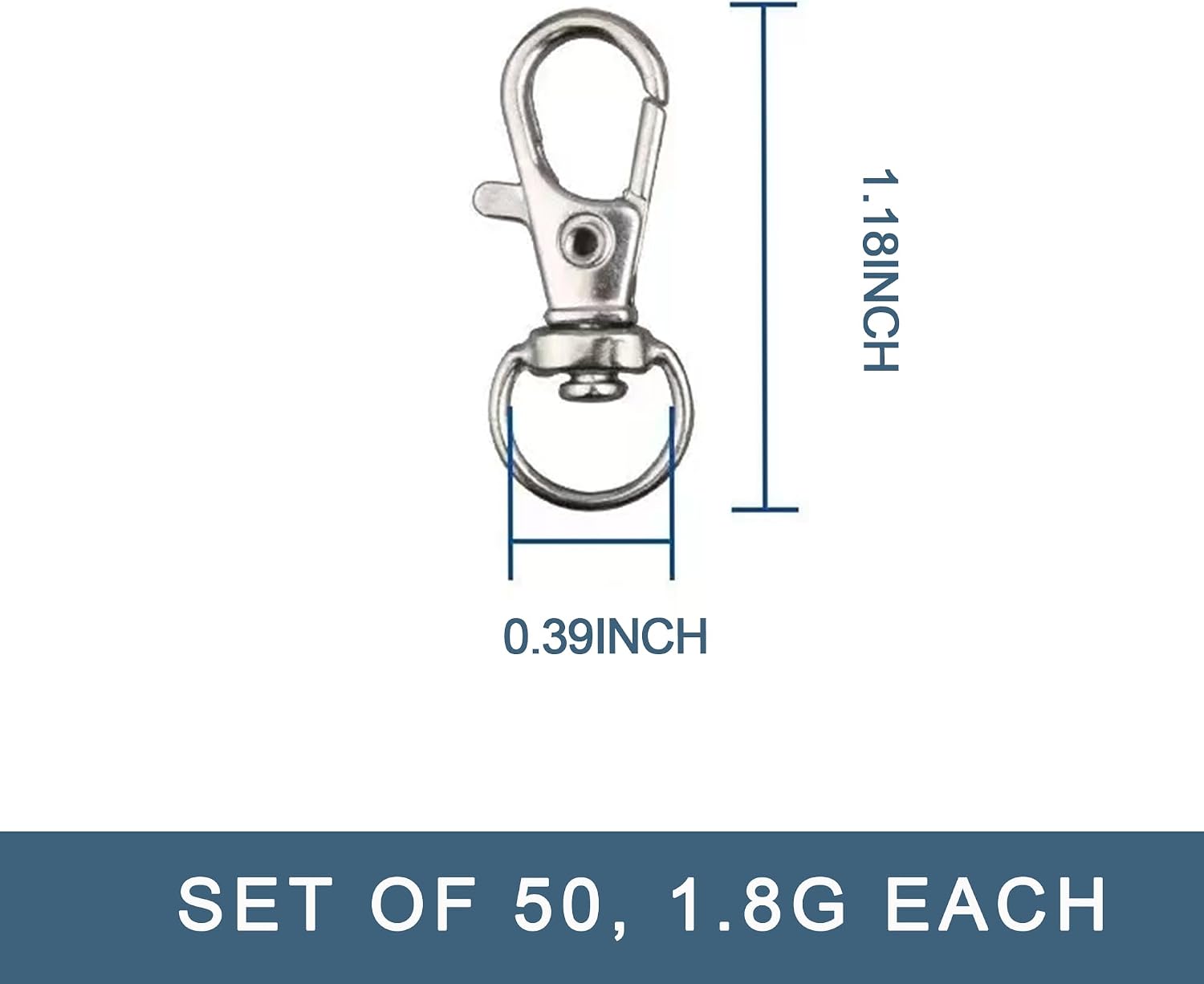 50PCS Keychain Hook Clip with Swivel Lanyard Snap Hook, Lobster Claw Clasp Small Metal Key Chain Clip Hook for DIY Crafts, Pet Collar, Keychain Hardware