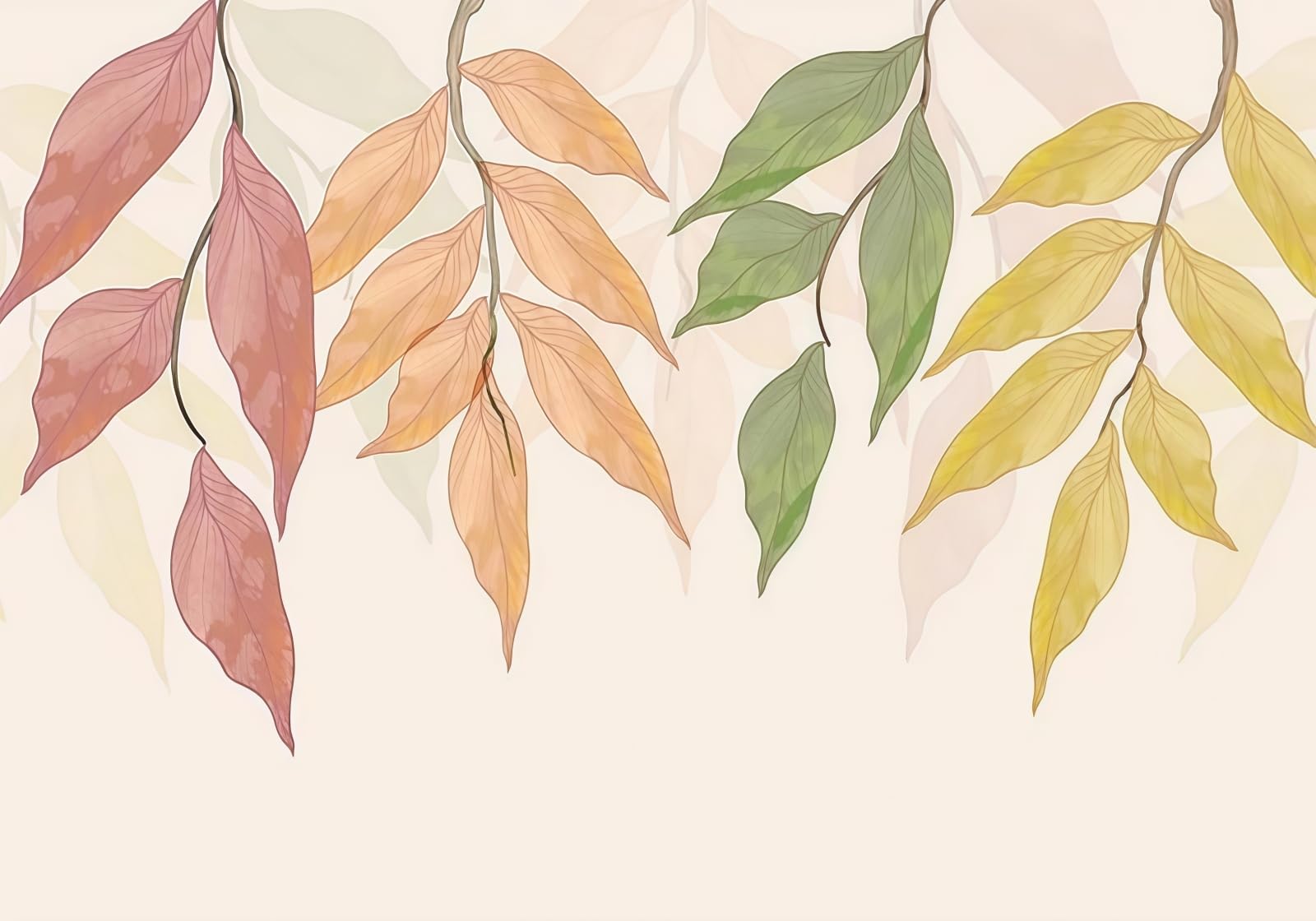 gdkldfg Colourful Plants Leaves Art Wallpaper,Non-Woven Poster,Wall Mural for Living Room Bedroom Feature Wall Decoration 300x240cm