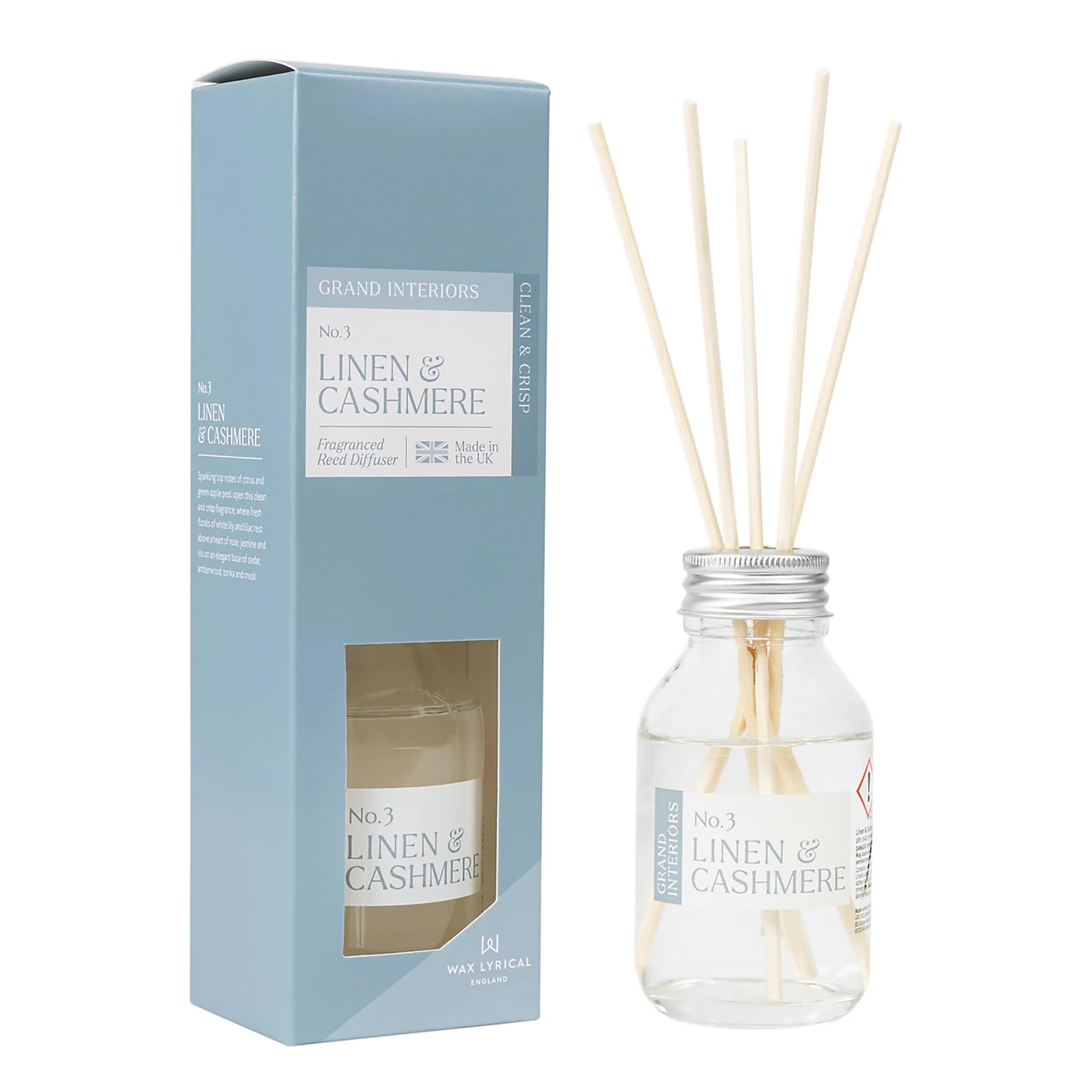 Wax Lyrical Clear Linen And Cashmere Reed Diffuser 100Ml
