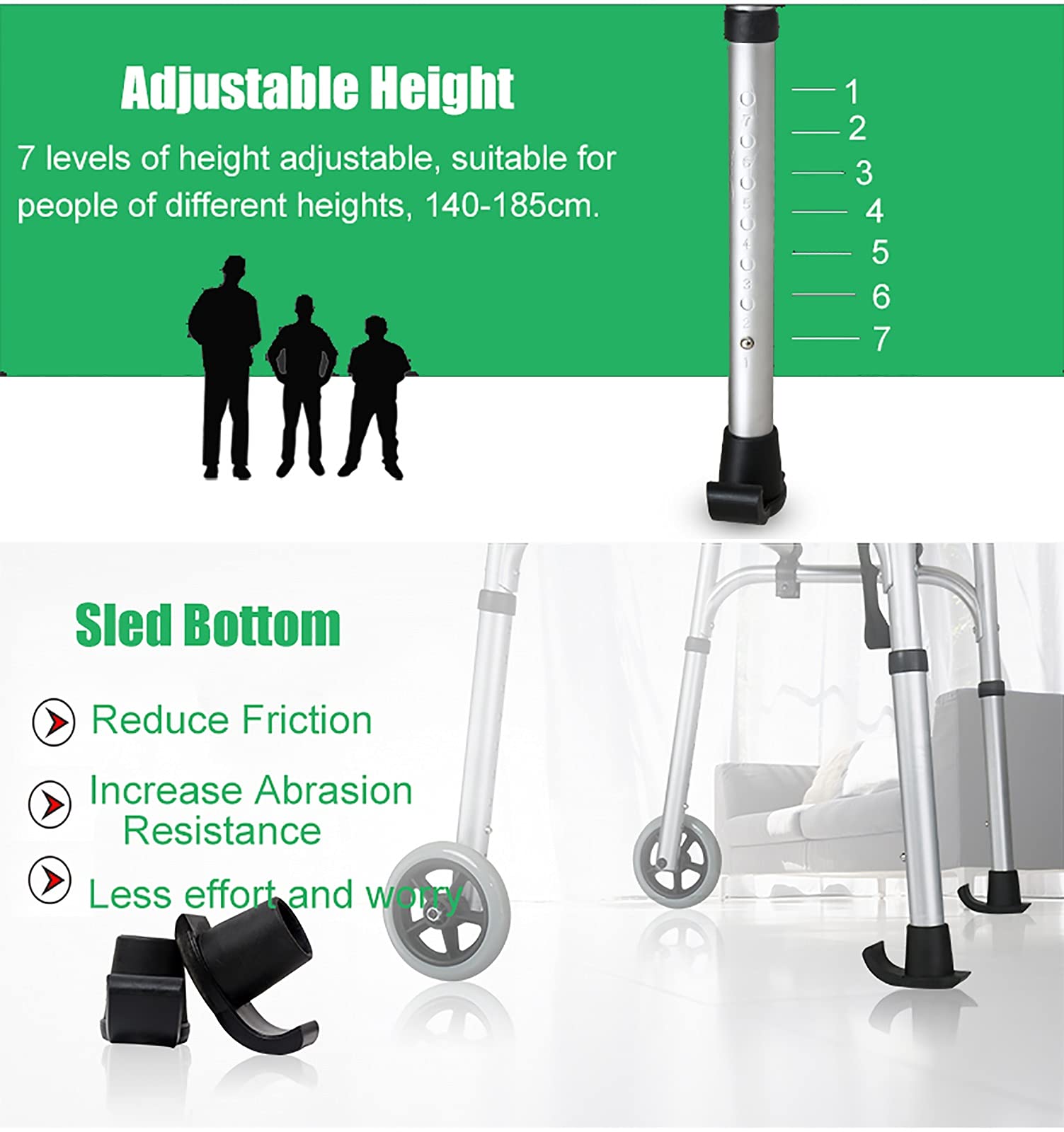 Andador con ruedas con asiento, plegable, ligero, con almohadilla for reposabrazos, andador portátil con ruedas for personas mayores, ayuda for caminar de aluminio de gran potencia