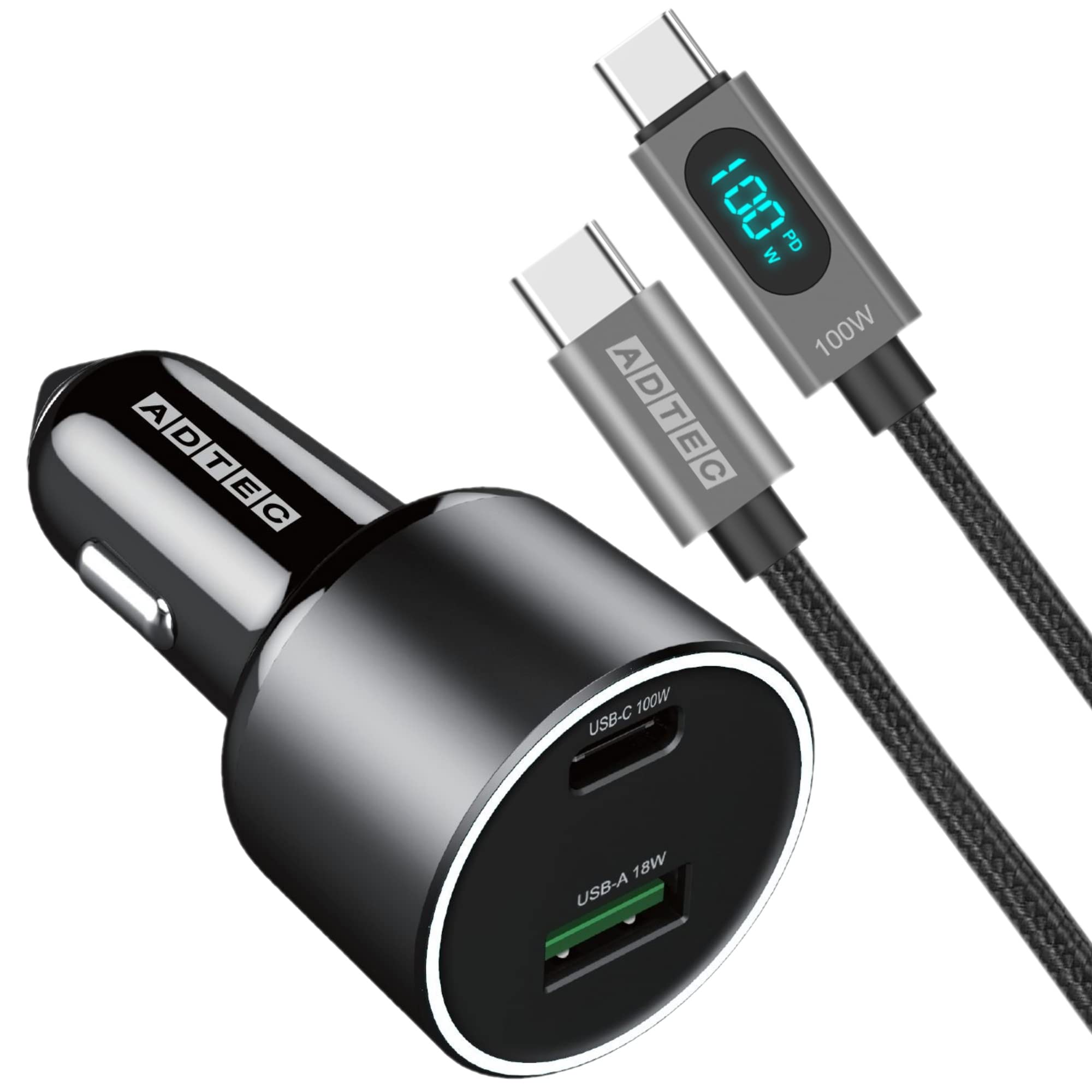 Amazon.co.jp: アドテック シガーソケット 車載PD充電器 100W 2ポート