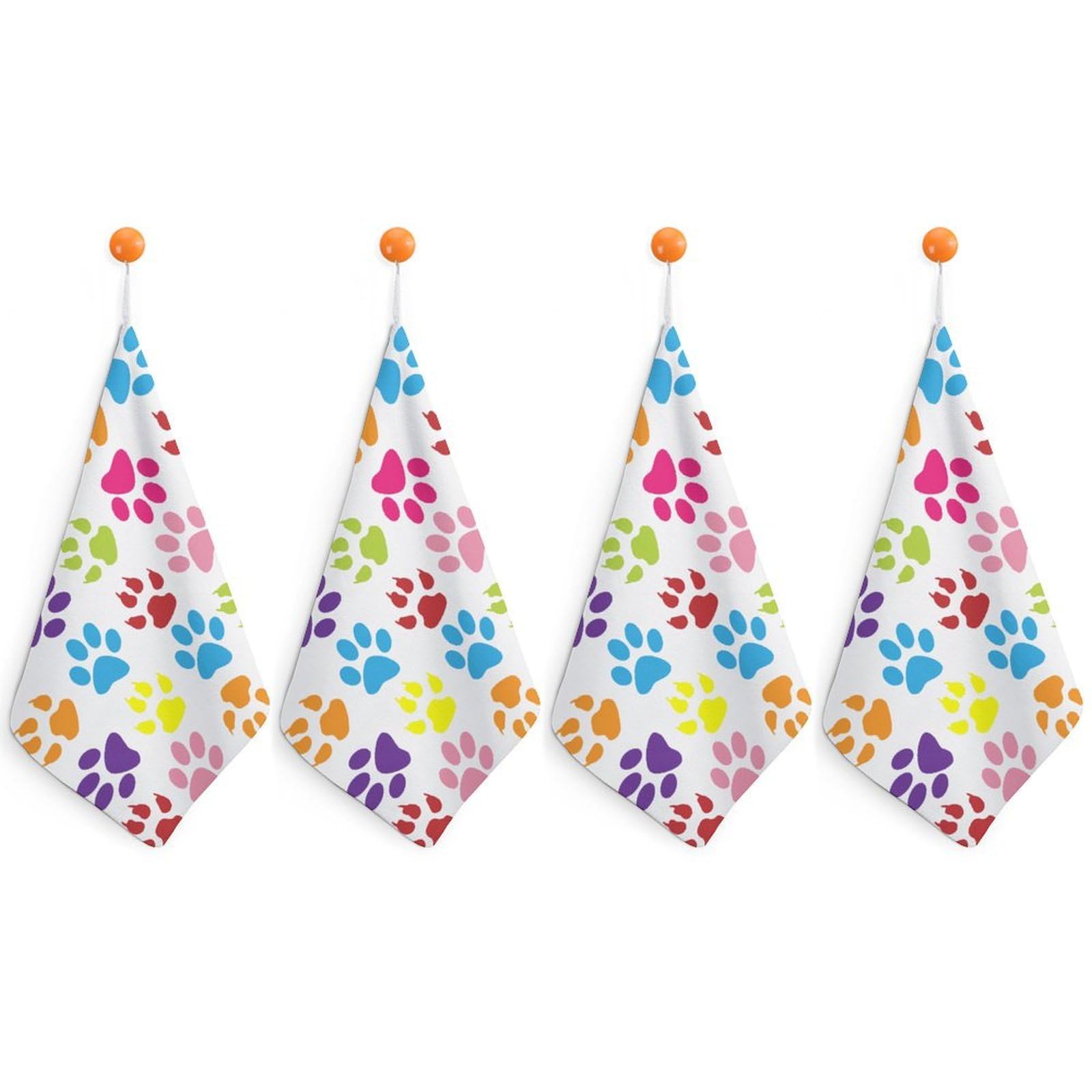 LWORZIIB 4 Piece Hanging Hand Towels, Dog Paw Small Dry Hand Towel for Kitchen Bathroom