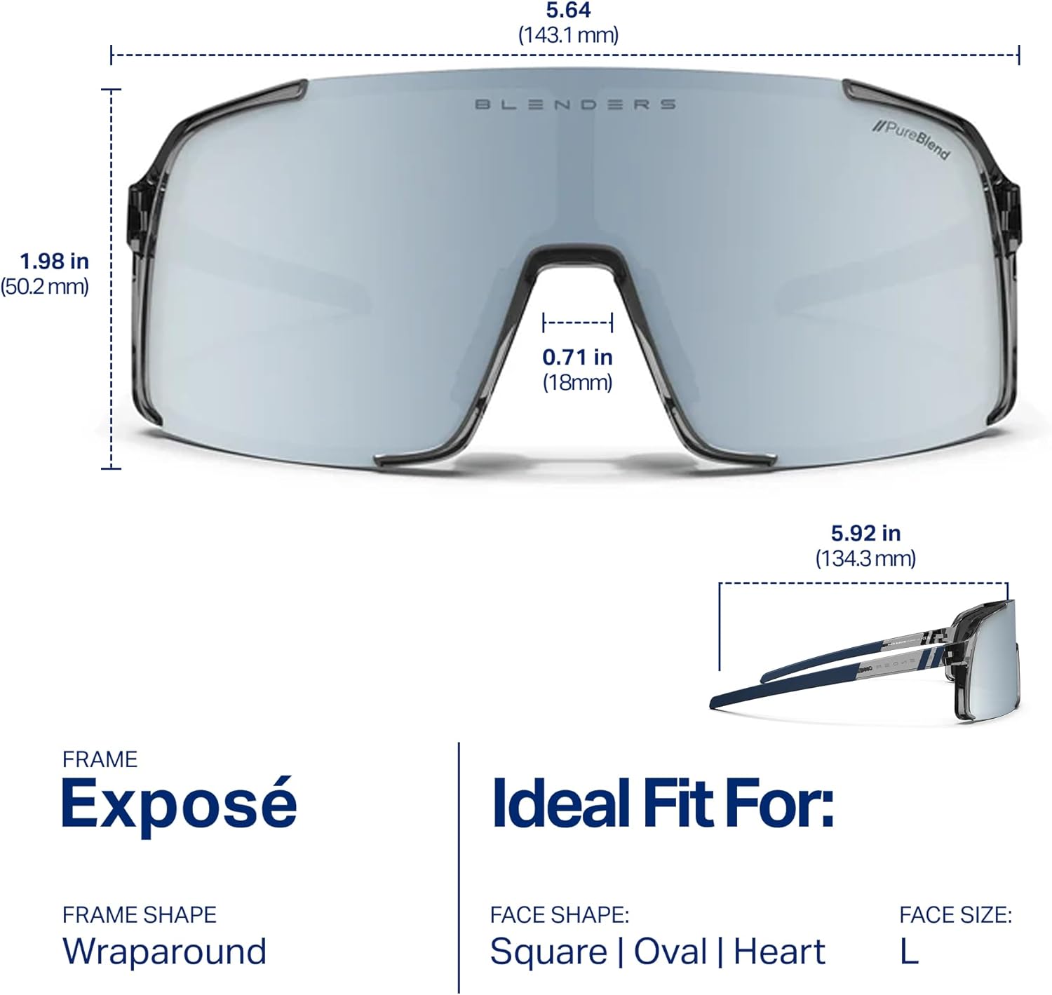 Blenders Eyewear Exposé – Polarized Sunglasses – Lightweight High-Performance Frame, Adjustable Nose Pads – 100% UV Protection – For Men & Women – Slate Shadow