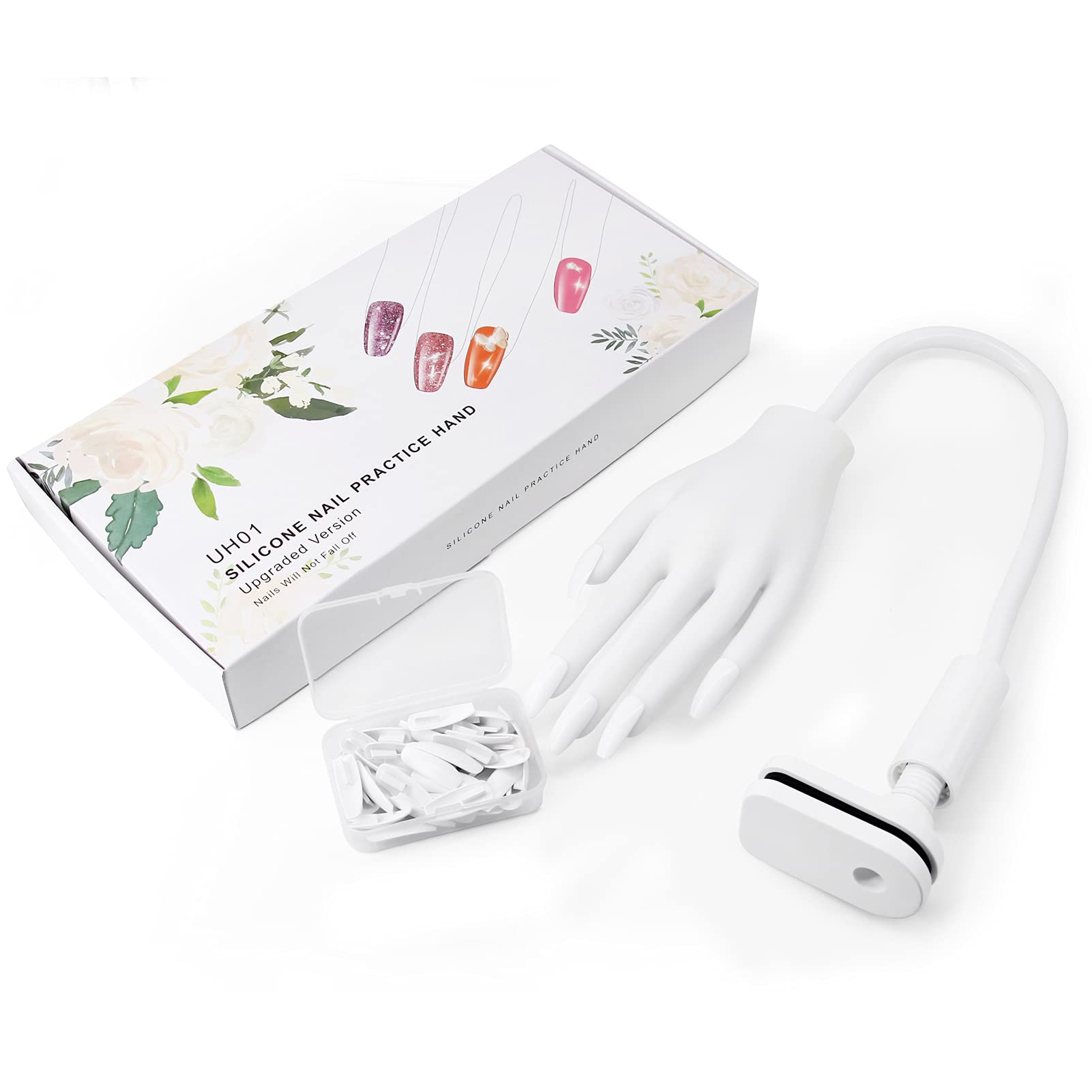 Übungshand Für Nageldesign, Silikon Hand Professionelles Übungsfinger für Nageldesign Gelnägel Fake Hand Maniküre (Weiß)