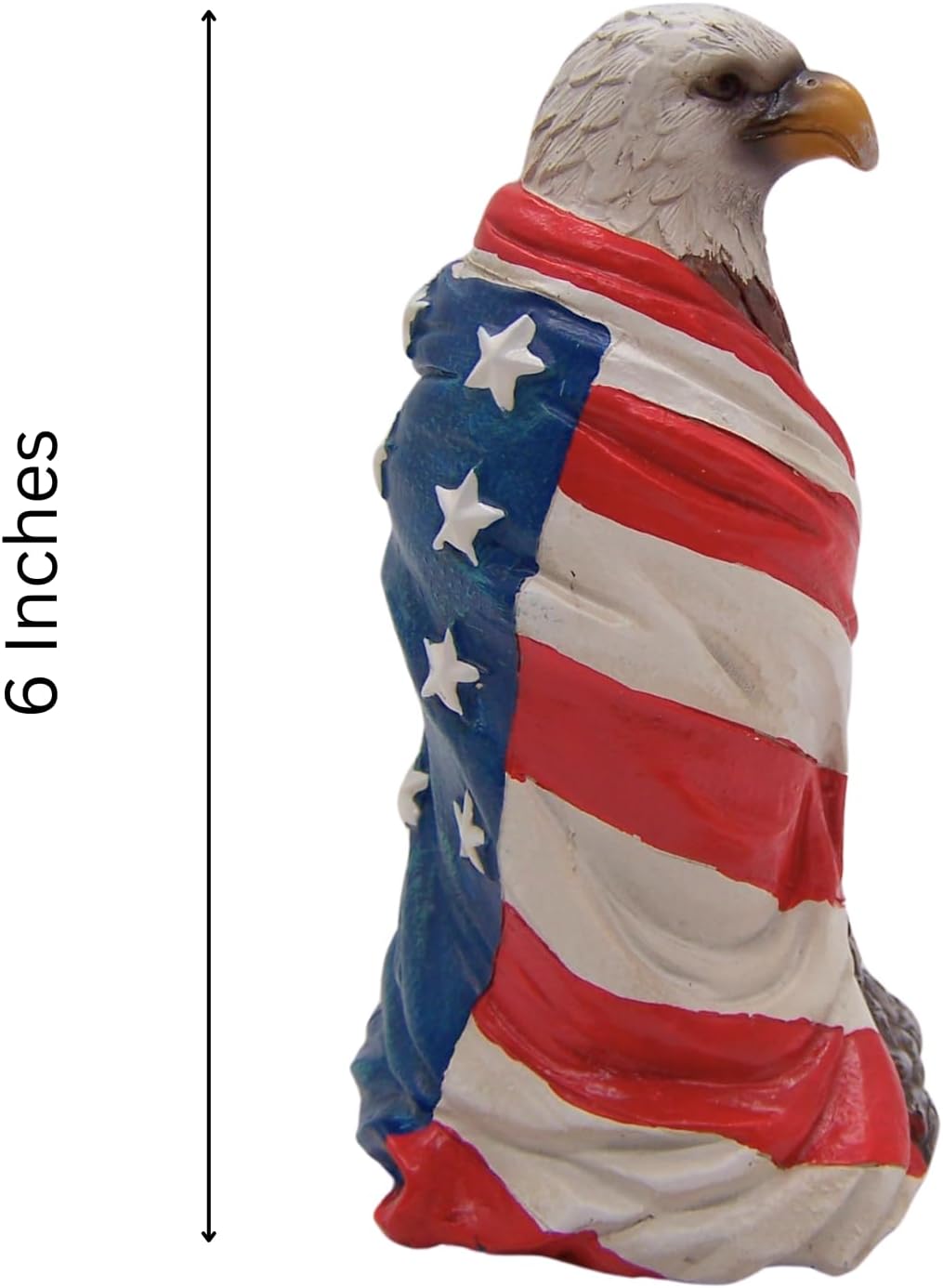 Wowser Patriotic Statue- Bald Eagle Wrapped in American Flag, Indoor & Outdoor USA Figurine, 6 Inches