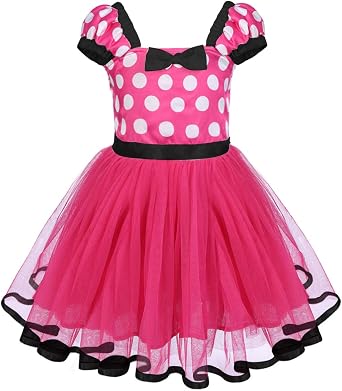 IBTOM CASTLE Girls' Polka Dots Princess Party Cosplay Pageant Fancy Costume Tutu Birthday Dress up+Ears Headband