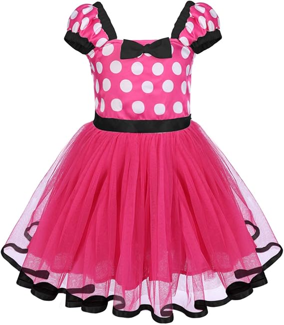 IBTOM CASTLE Girls' Polka Dots Princess Party Cosplay Pageant Fancy Costume Tutu Birthday Dress up+Ears Headband