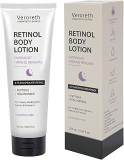 Retinol Body Lotion Firming Care for Crepey-Looking Skin, 8.45 Fl Oz | Overnight Hydrating Cream for Rough Dry Body Texture,Sun-damaged Skin,Lasting Moisture with Smoother Softer Feel