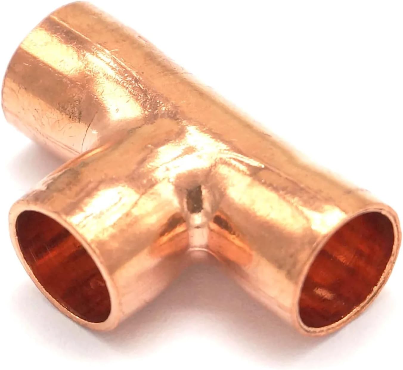 I.D 22x1.5mm Copper End Feed Euqal Tee 3 Ways Pipe Adapter Air Conditioner Refrigeration Water Heater