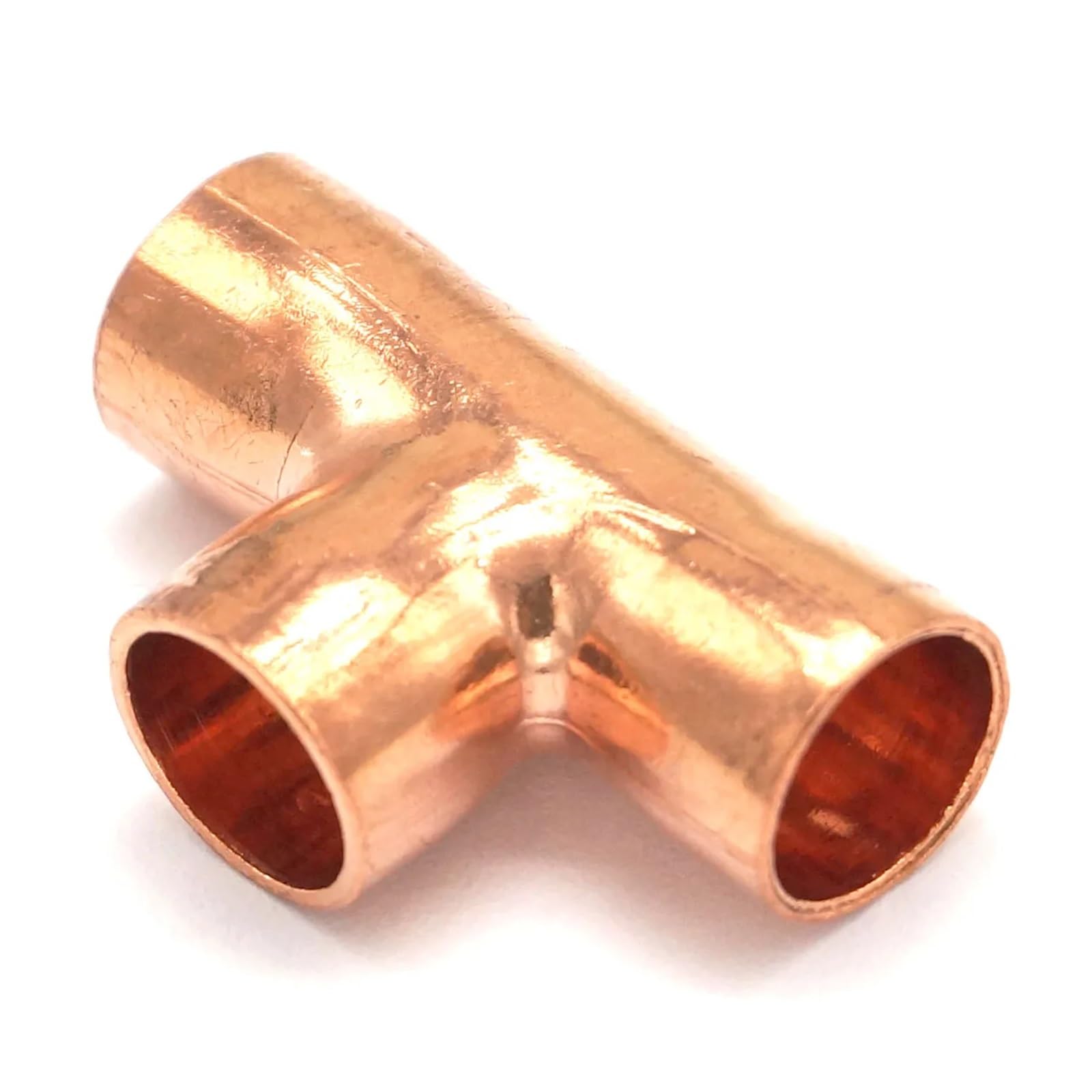 BHBHCPZGR I.D 22x1.5mm Copper End Feed Euqal Tee 3 Ways Pipe Air Conditioner Refrigeration Water Heater