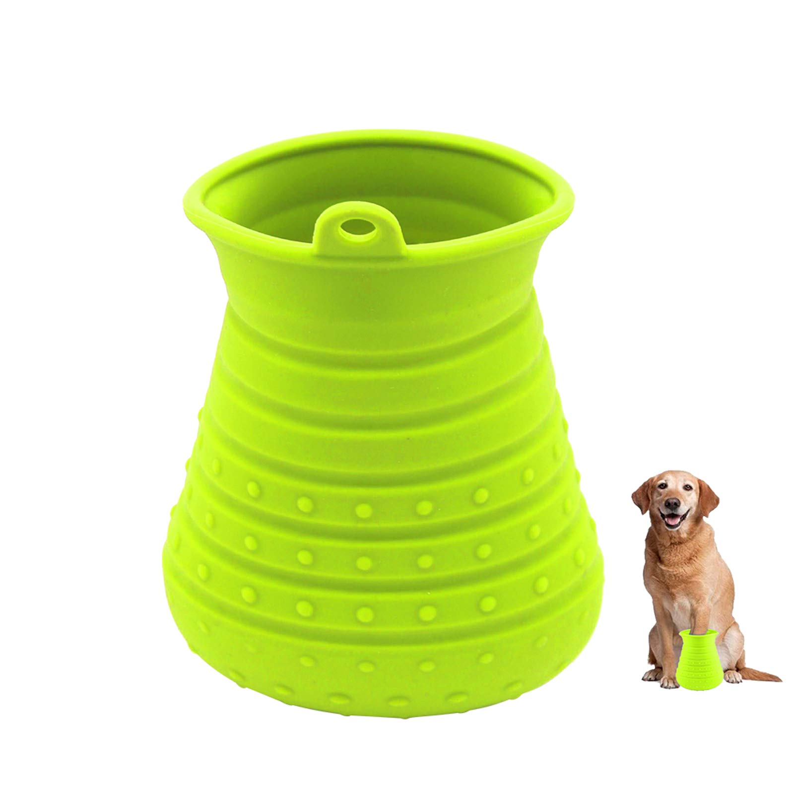 Limpiador de Huellas para Perros con toalla, Perros Lavadora Portatil, Pata de perro limpia, Cepillo de baño Clean Paws con función de masaje para perros medianos grandes Dog Paw Cleaner (Verde)