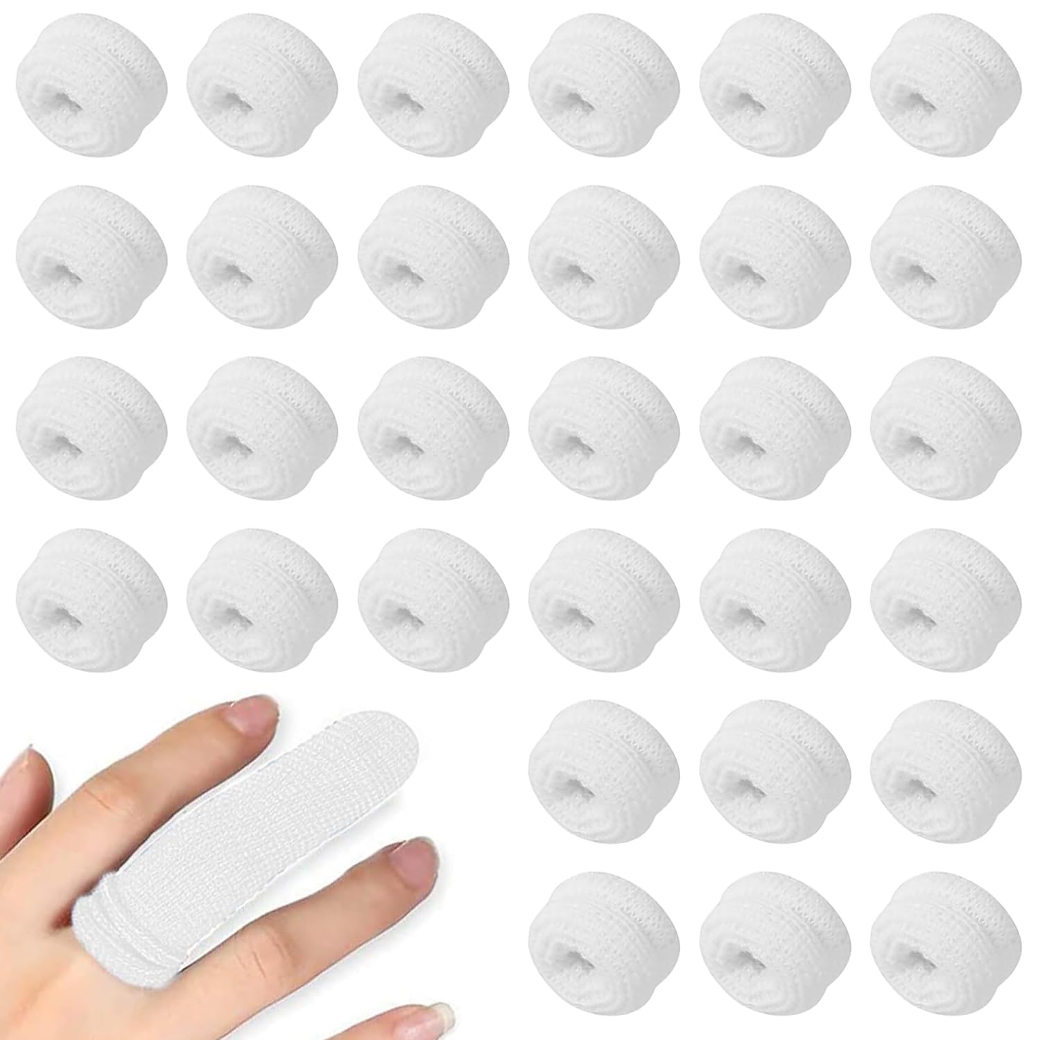 30 Pcs Finger Bandages Tubular - Finger Bandage Protectors, Soft and Breathable Tubular Finger Gauze Bandages for Injury Support and Protection, Ideal for Sports, Manual Work, and Sprains