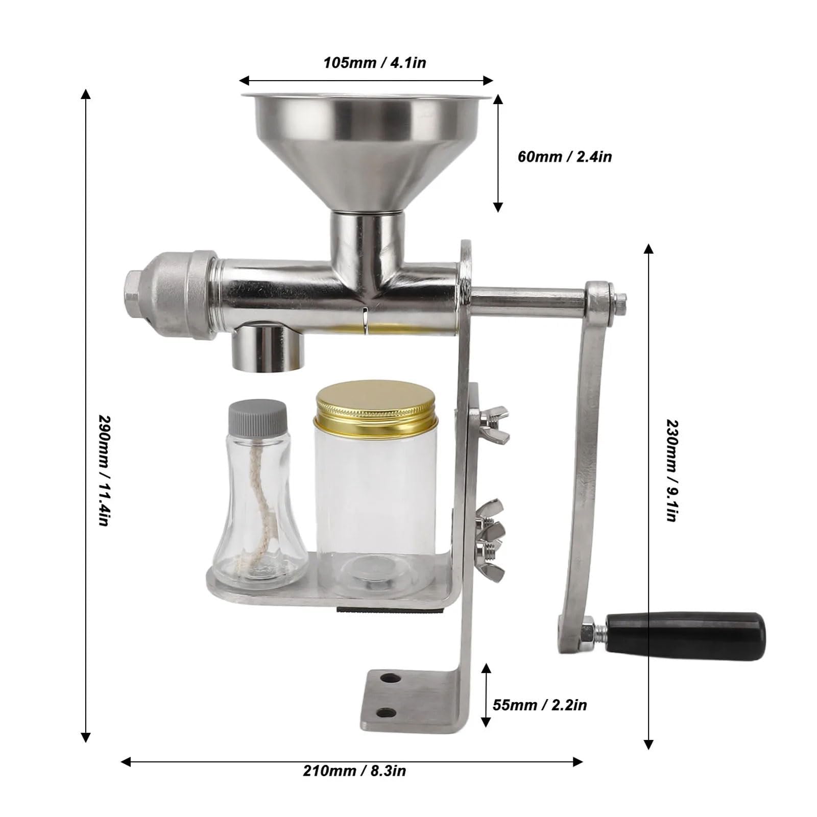 Manuelle Ölpresse, Pflanzenöl-Extraktor mit Tischklemme, Verarbeitungskapazität 3 kg/h, kraftsparendes Design, für Erdnüsse, Nüsse, Rapsöl, Sesam und Walnüsse