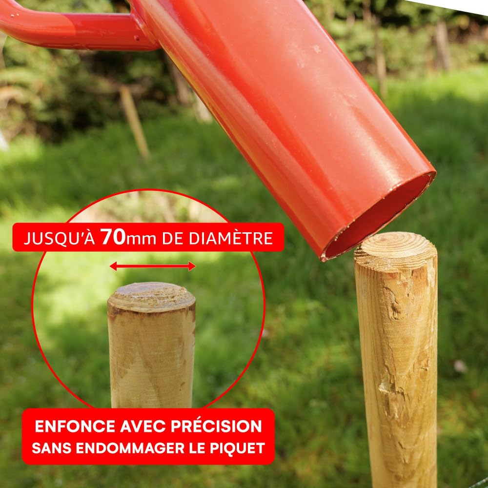 Pilon à poteau - Diamètre 76mm - 8kg - Enfonce-pieux en acier robuste - Pour piquets et poteaux de clôture ronds ou carrés