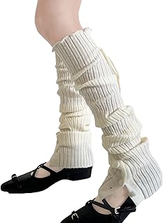 [Roiyezo] レッグウォーマーニット 足首ウォーマー ロング 膝上 防寒 靴下 レッグウォーマー ズリ 落ちにくい 厚手 レッグカバー 高弾性 ルーズソックス ストラップ