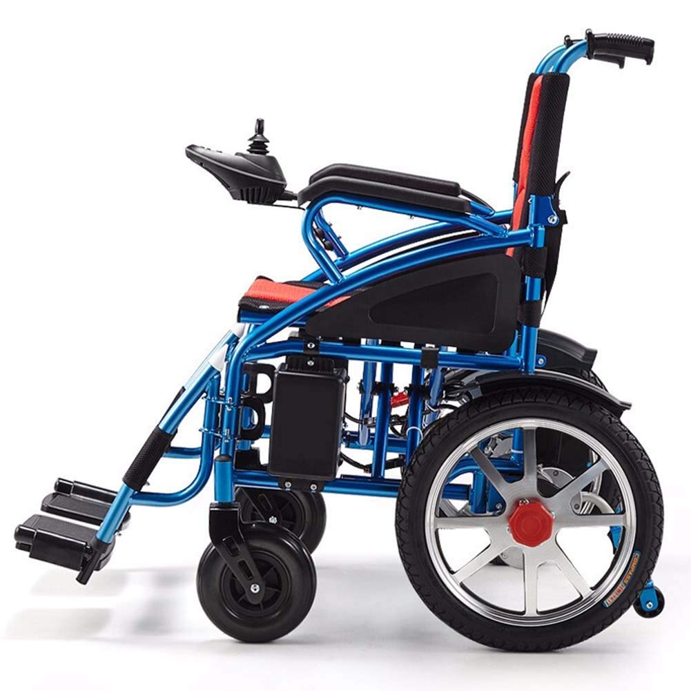 Silla de Ruedas eléctrica portátil, Plegable y Resistente, Ligera, con Motor y Joystick, para Movilidad Reducida, Ancho del Asiento 45 cm, Scooter, etc.