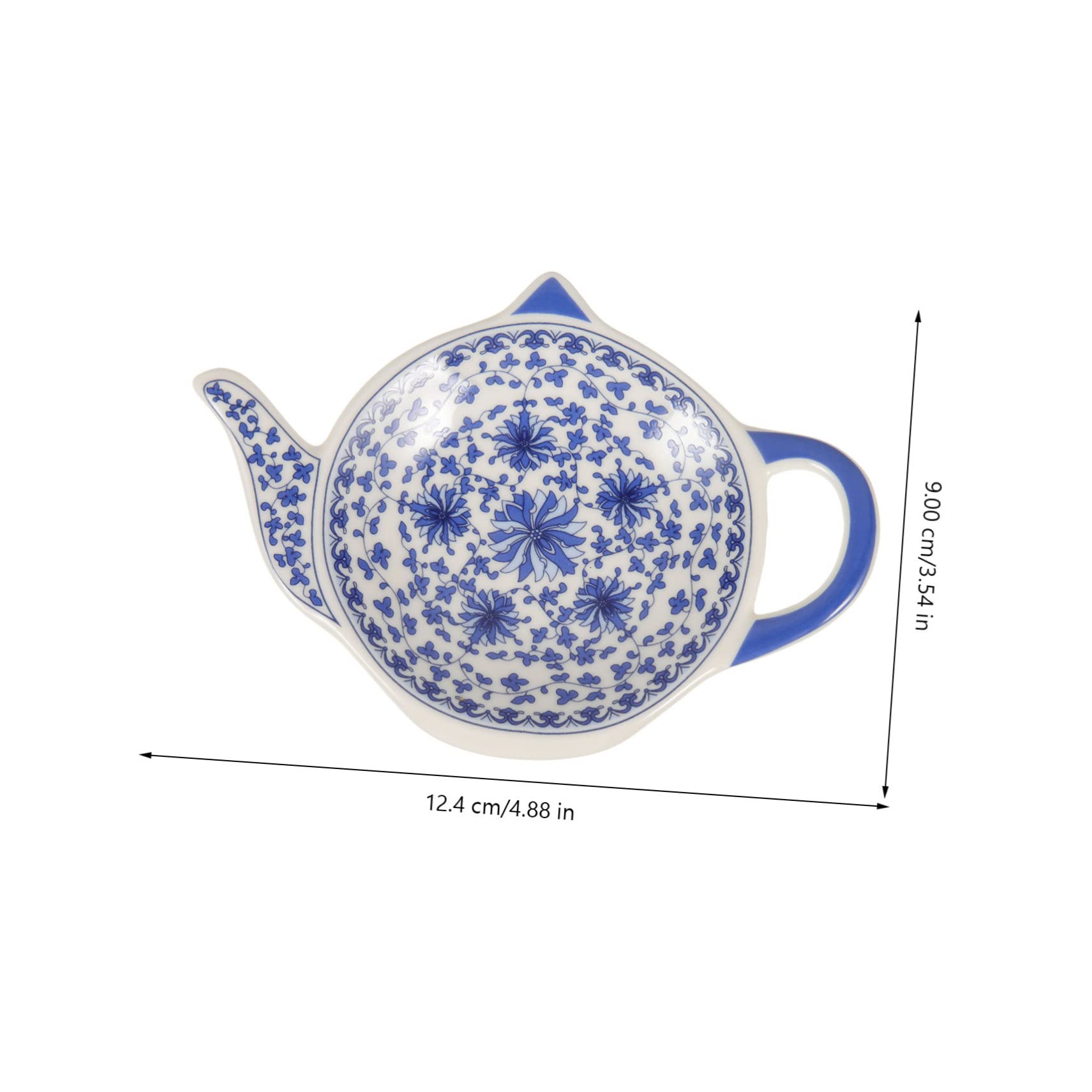 OKUMEYR 4pcs Teapot Shaped Tea Bag Holders - for Sauces Snacks Creative Plates for Tea Floral Design
