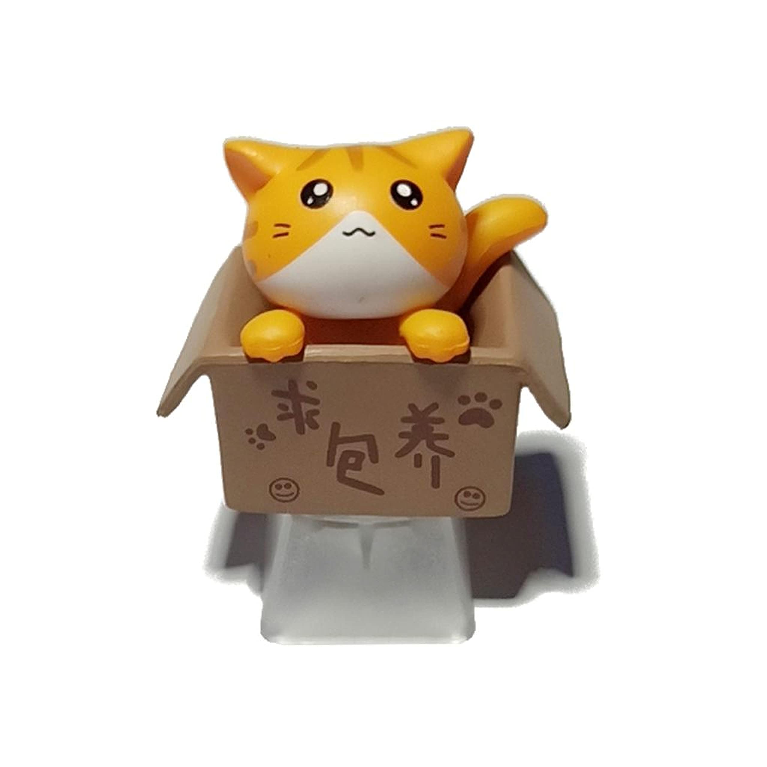 Cat Keycap Esc keycaps DIY Personality Custom Cartoon Anime Keycap Replacement Bottom Backlit Keycaps Gift for Mechanical Keyboard KeyCap OEM R4 Height (Transparent) (Yellow)-image-48