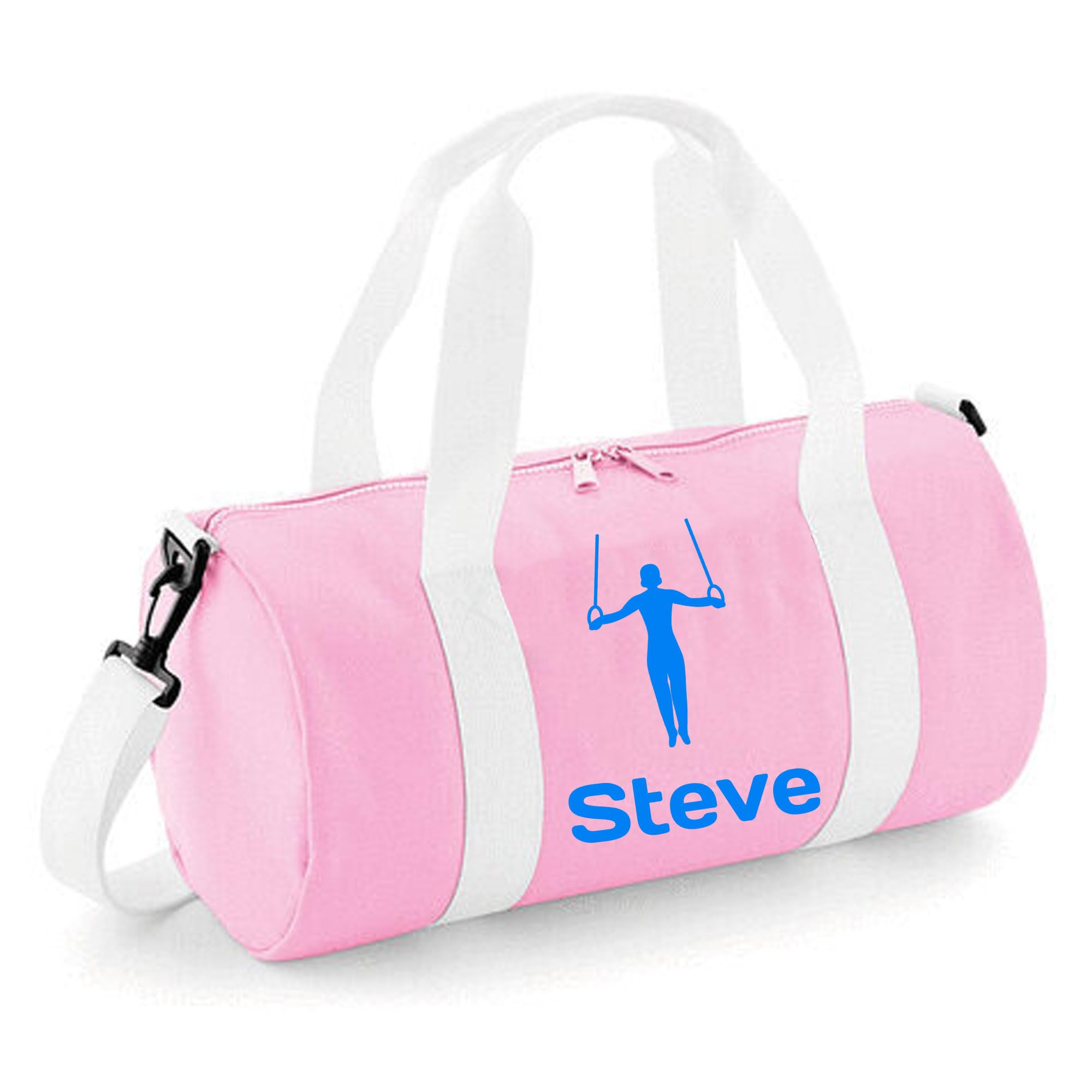Personalised Gymnastics Bag Boys Dance Bags for Boys Kids Gym Bag Perfect Gymnastics Gifts & Sports Equipment Storage 20x20x40cm 12L Rings Design Barrel Bag for Gymnastics (Baby Pink)