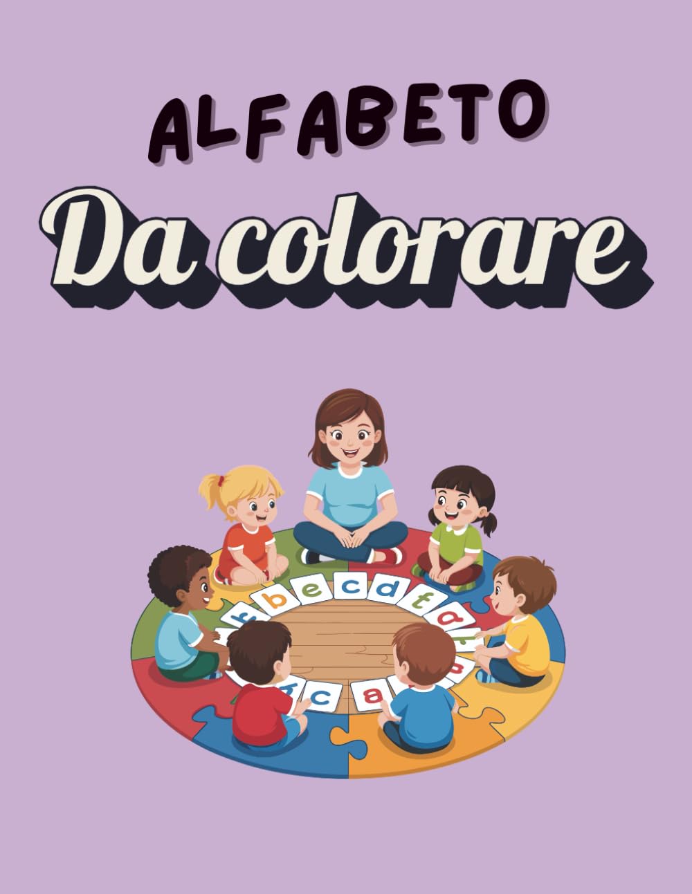 Alfabeto Colora-Iniziali: Impara le Lettere Colorando Parole e Disegni. Formato 8.5"x11" con Pagine Anti-Macchia.