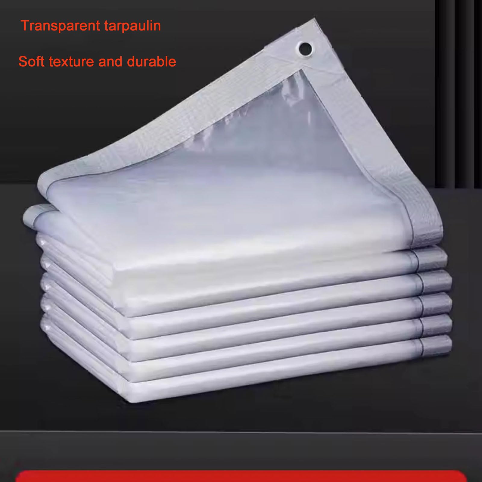 Heavy Du Bâche imperméable 1 bâche transparente avec œillets – Bâche en plastique pliable pour serre, jardin, terrasse et extérieur