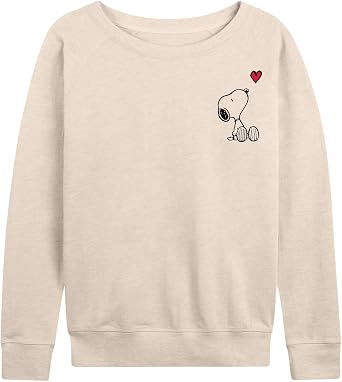 HYBRID APPAREL - Peanuts - Valentines Peanuts Snoopy Heart - Womens Lightweight French Terry Pullover