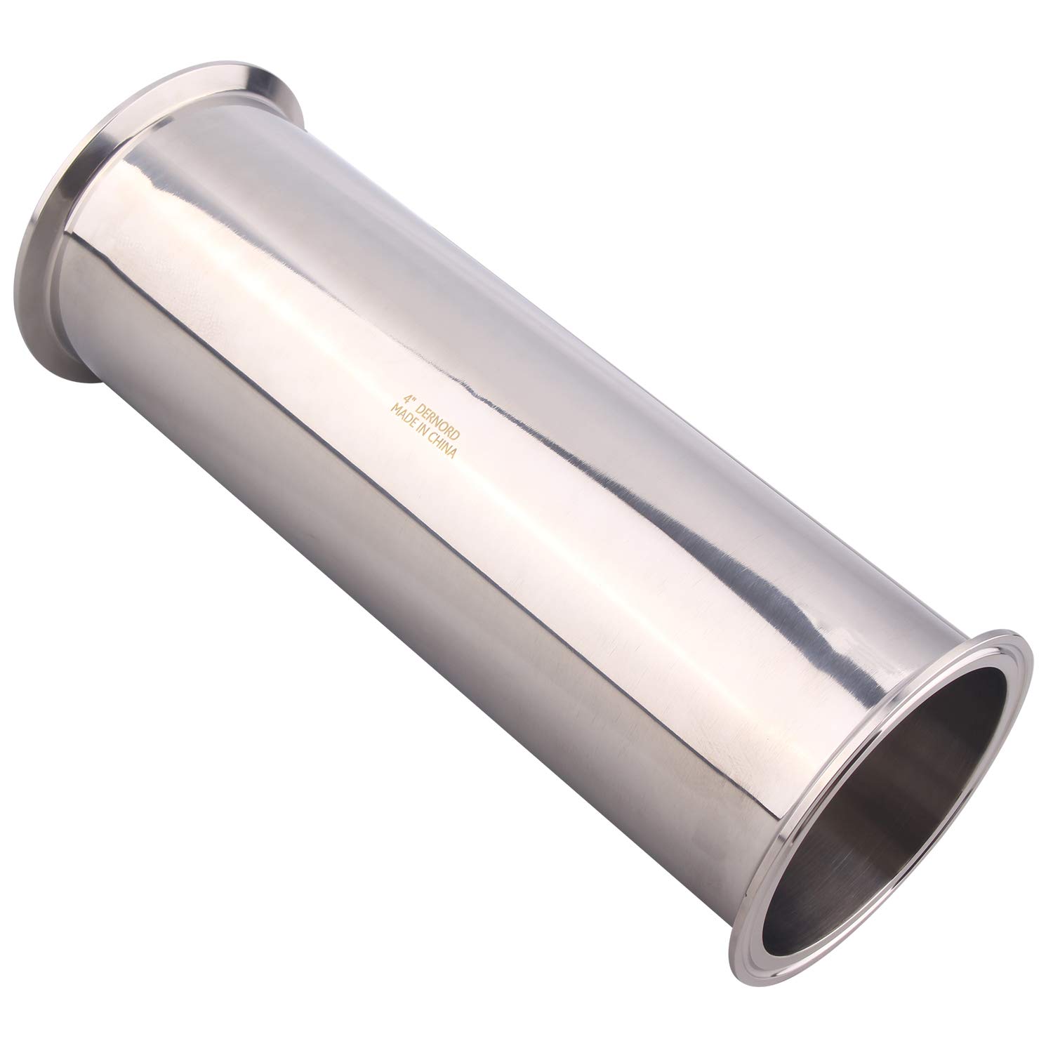 DERNORD Tubo de carrete sanitario con extremos de abrazadera, tubo redondo sin costura 304 con brida de 10 cm (longitud del tubo: 305 mm)