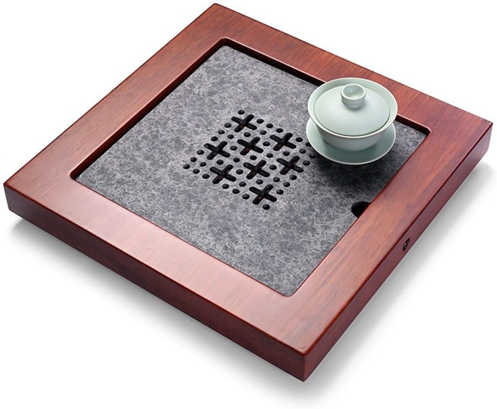 Plateau à thé japonais, plateau à thé Kungfu, Plateau à thé en pierre noire naturelle, plateau de service de style chinois traditionnel, plateau à thé avec stockage d'eau, service à thé Kung Fu