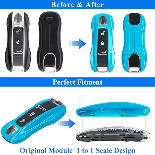 Miniatura 4 de AeroBon Funda pintada de 3 piezas para llavero compatible con Porsche (MK2, azul Miami)