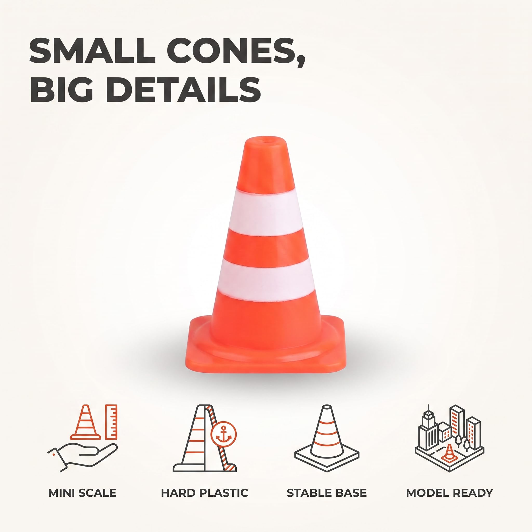 14Pcs Orange Miniature Road Cone,Traffic Cones Plastic Sign Road Cone Toy Roadblock Cone Sign Model Photo Prop Educational for Small Cones Construction Cones,Safety Signs and Signals — Amazon image 3