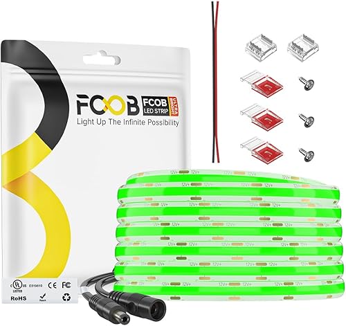 Miniatura 27 de Tira de luz LED COB de 16.4 pies, IP65, impermeable, DC12V, 3000K, blanco cálido, regulable, 320 LEDs/m, luces uniformes flexibles de alta densidad