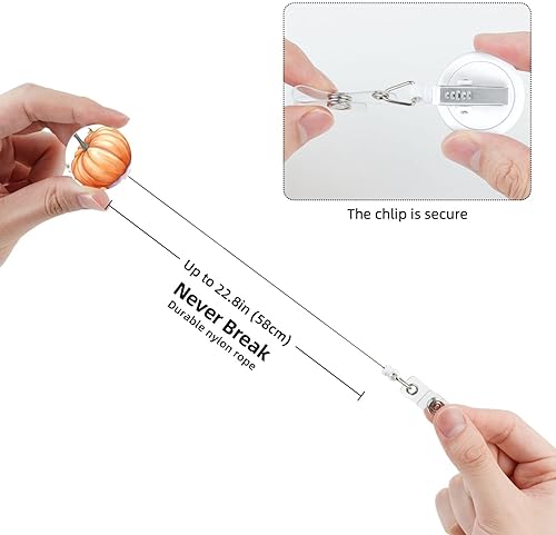 Miniatura 5 de Carrete de insignia con clip para cinturón, llavero retráctil para enfermera, otoño, acuarela, calabazas, clip, para mujeres, hombres, tarjetas de