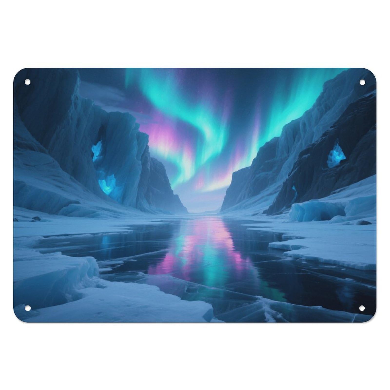Fekiloot Style Ice Fields Covered By Aurora Wall Decor Iron Painting Metal Sign