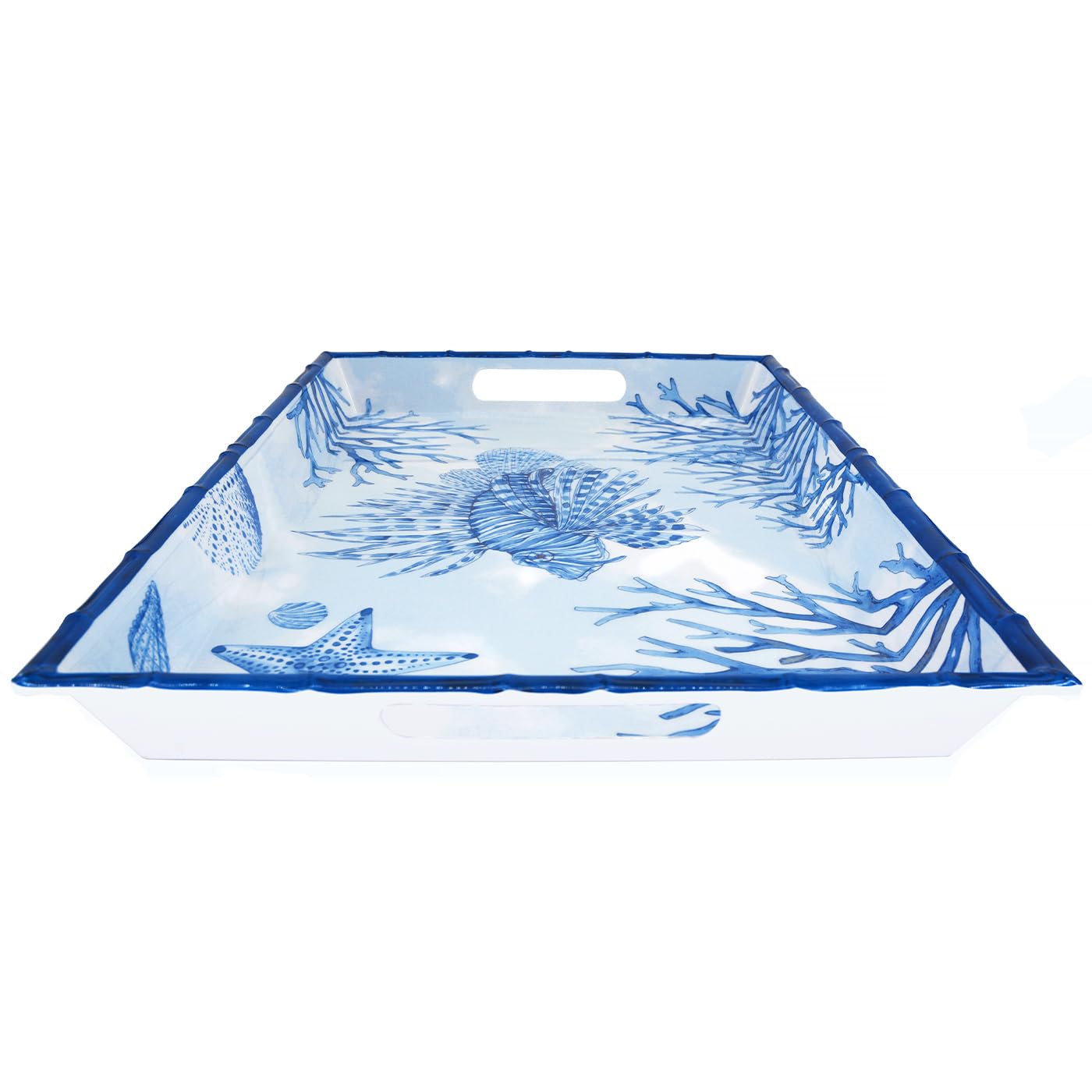 Les Jardins de la Comtesse – Bandeja grande de melamina con asas de coral 50 x 36 x 5 cm – Colección Piana