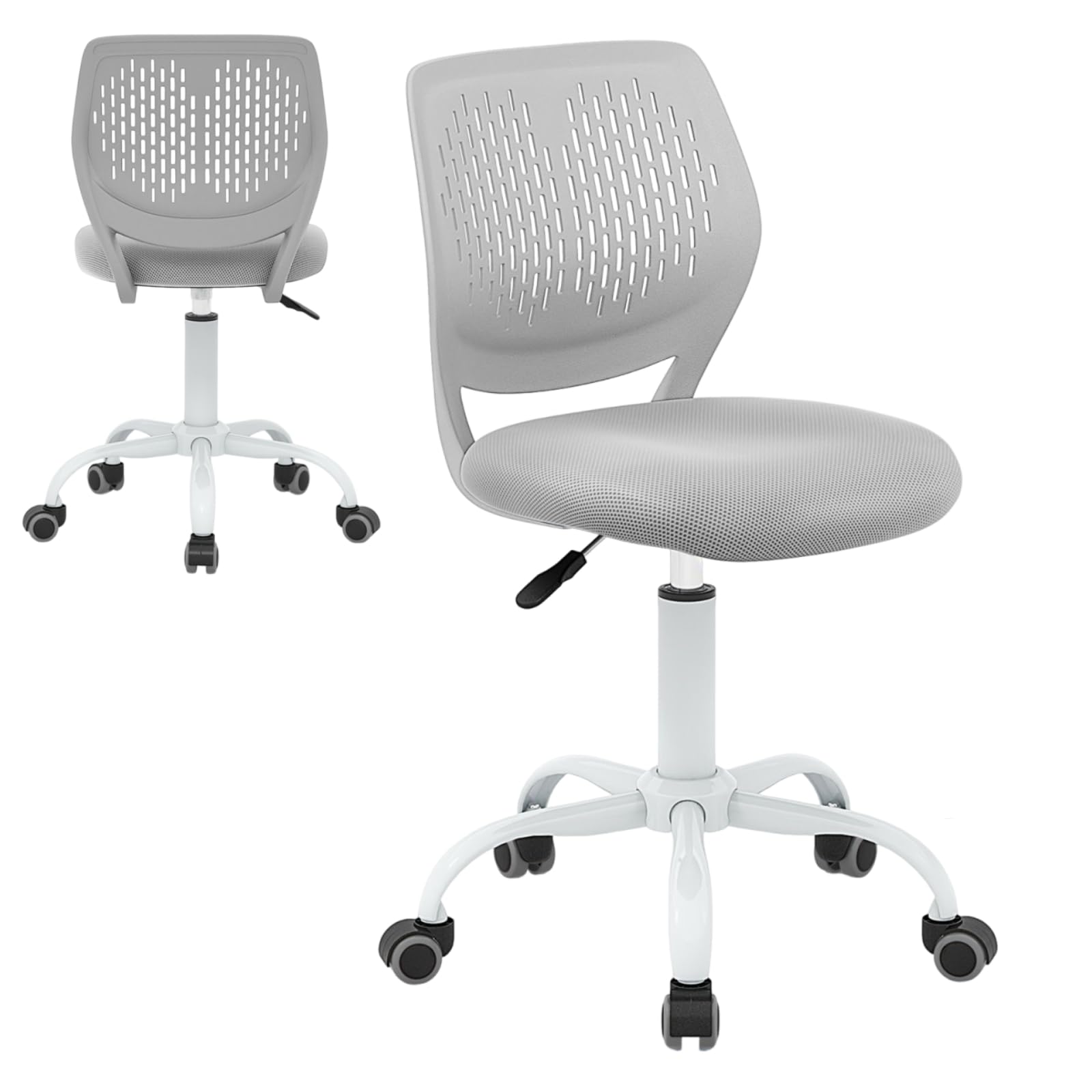 Maxmass Home Office Kids Desk Chair, Height Adjustable Computer Chairs with PU Casters & Gas Lift, Boys Girls Task Seat Swivel Mesh Chairs for Studying Working Studying (Grey)
