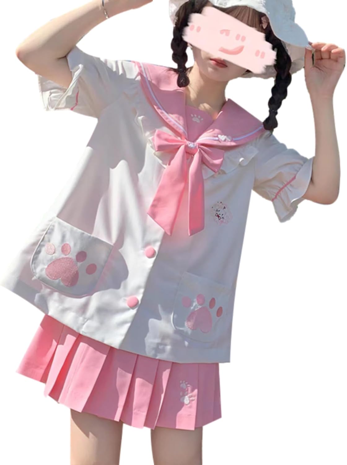 Japanese Lolita Sailor Costume Kawaii Schoolgirl Uniform Skirt and Top Set Anime Cosplay Summer 2 Piece Outfits