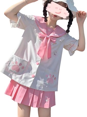 Japanese Lolita Sailor Costume Kawaii Schoolgirl Uniform Skirt and Top Set Anime Cosplay Summer 2 Piece Outfits