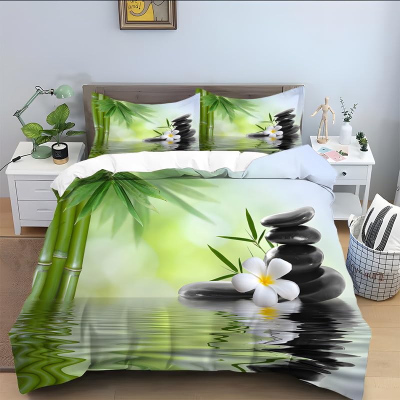 phonxia Bettwsche 135x200 GrNer Bambus Bettbezug 135x200 cm fr Kinder  mit Reiverschluss Bettwsche-Sets 135 x 200 2 Kissenbezug 80x80 cm ...