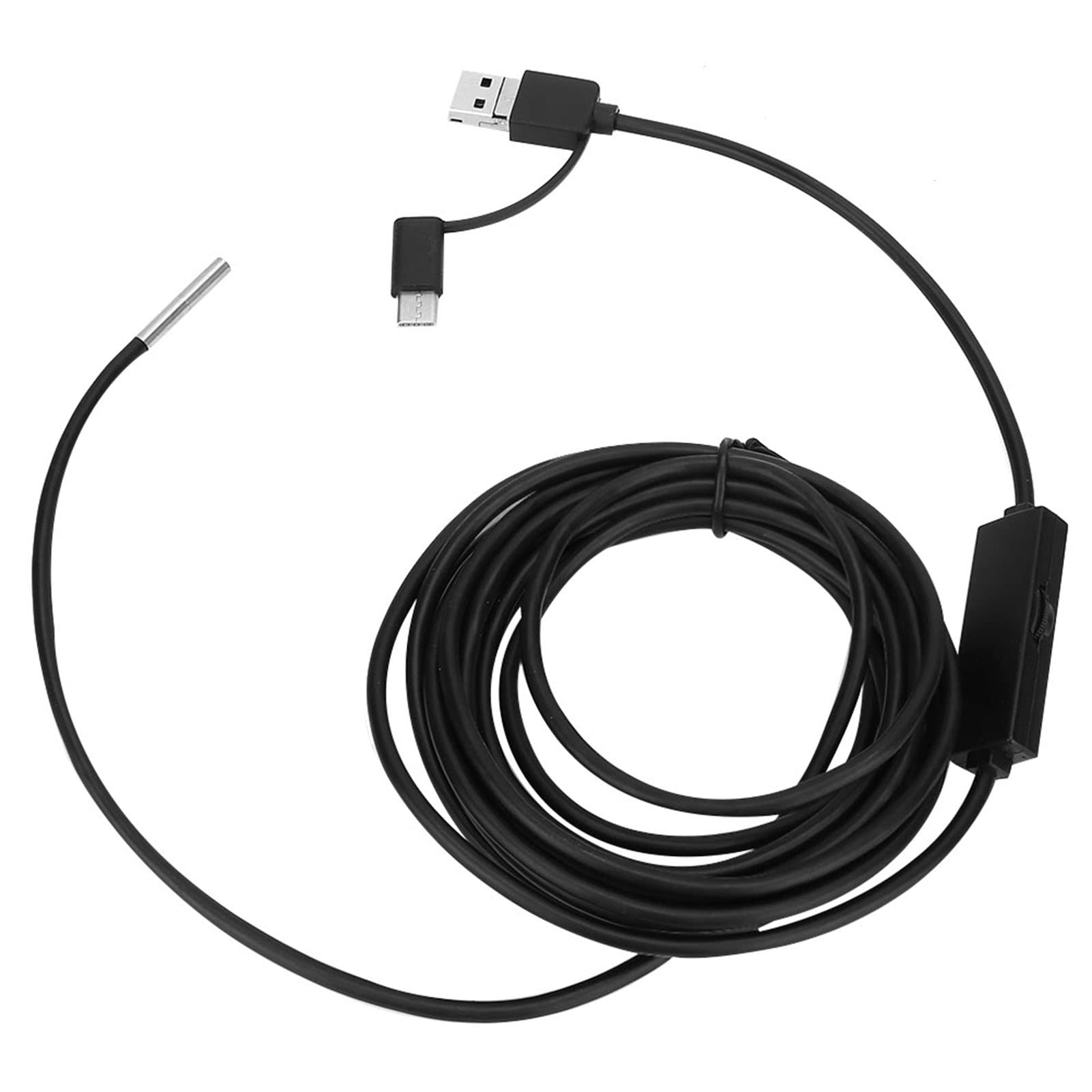 Supporto Endoscopio USB 3 in 1 con Obiettivo 3,9 mm, Cavo Flessibile da 3,5 m, per Ispezione di Tubi, Pareti e Sistemi Elettrici, Compatibile con Android