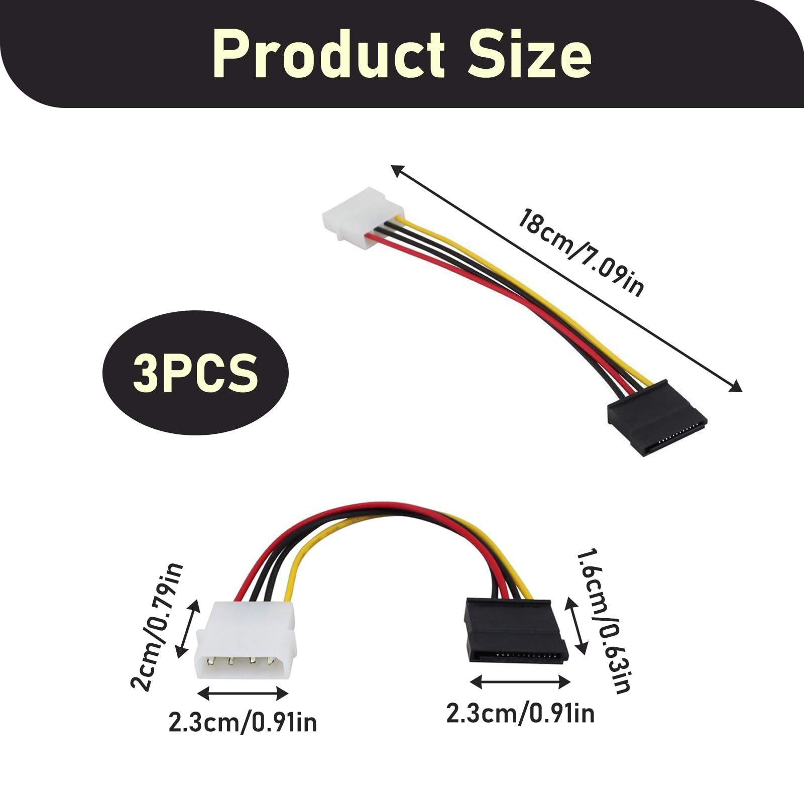 Molex Connector 3pin di alimentazione (M/B Corpo femmina