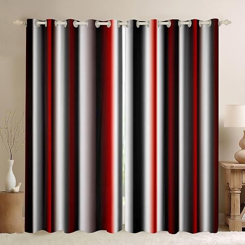 jejeloiu White Red Dreapes Curtains Bedroom Living Room 52 x 96 Inch Kids