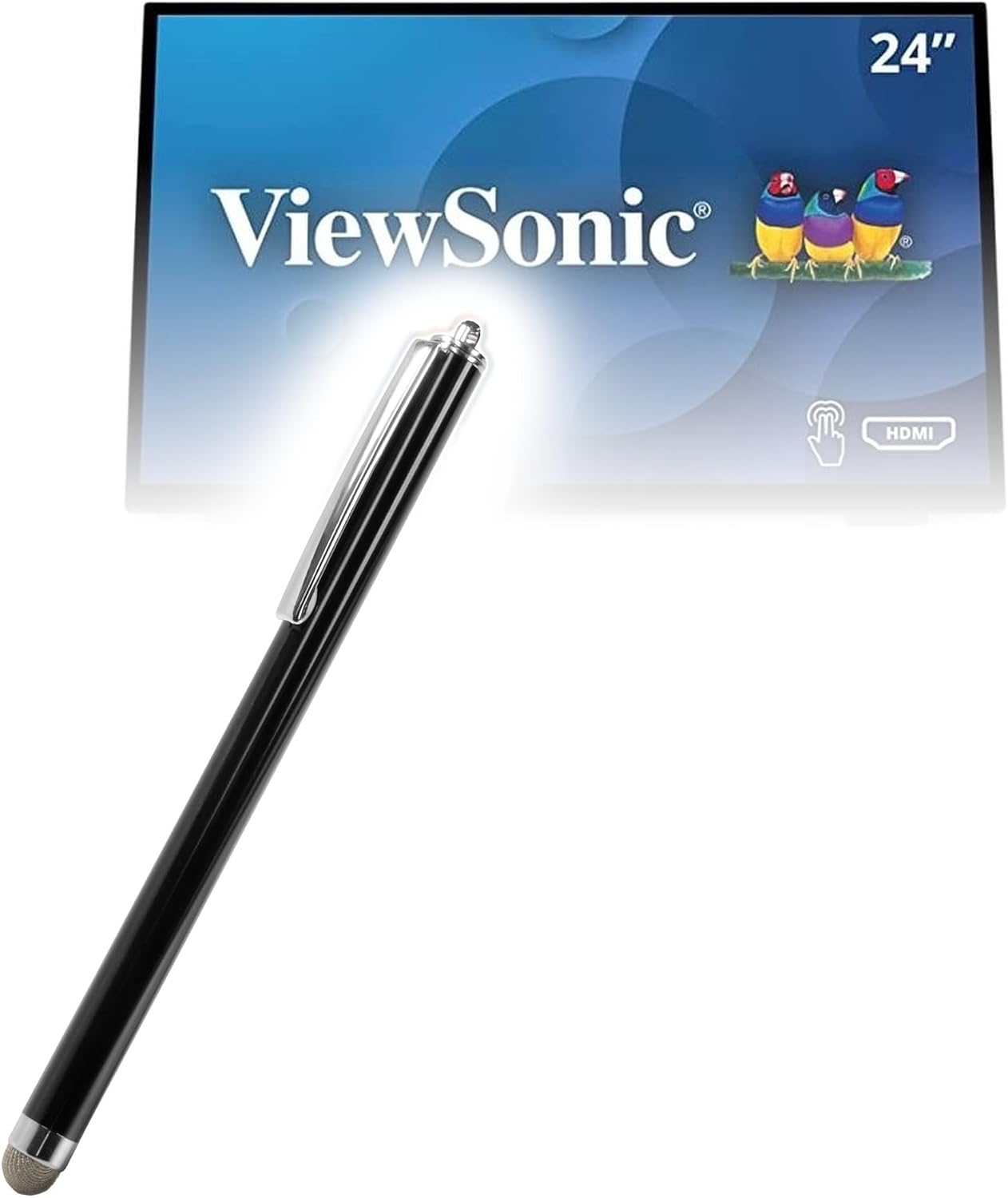 BoxWave Stylus Pen Compatible with Viewsonic Monitor TD2465 (24 in) - EverTouch Capacitive Stylus, Fiber Tip Capacitive Stylus Pen - Jet Black