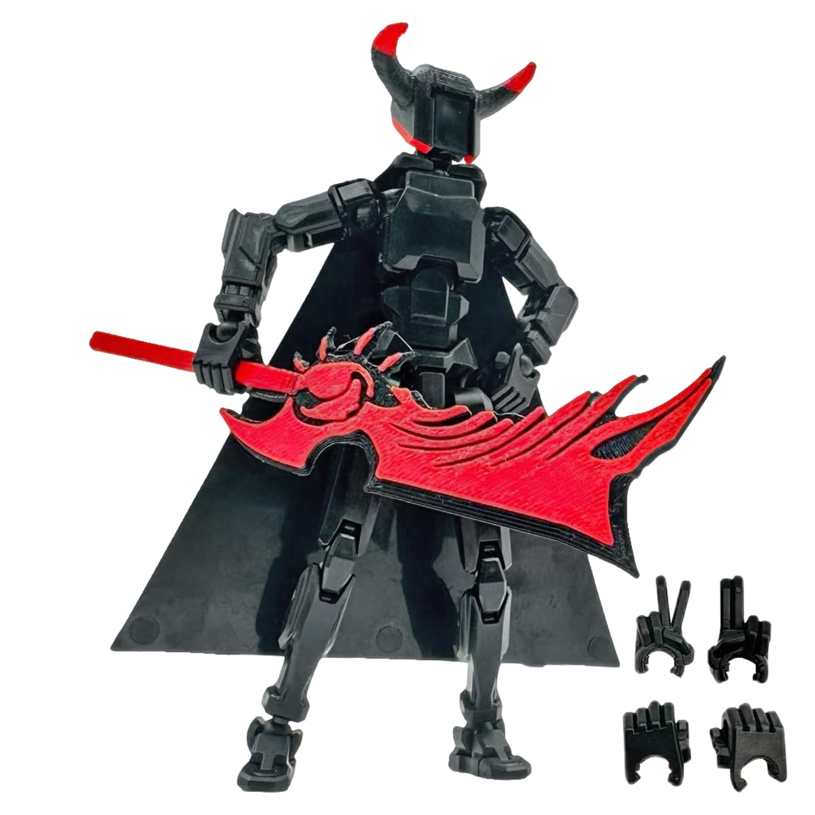 T13 Action Figure 3D Printed Titan 13 Action Figure Assembled T13 Action Figure Multi-Jointed Movable Toys T13 Action Figures for Toy Collectors and Desk Decorations (black red)