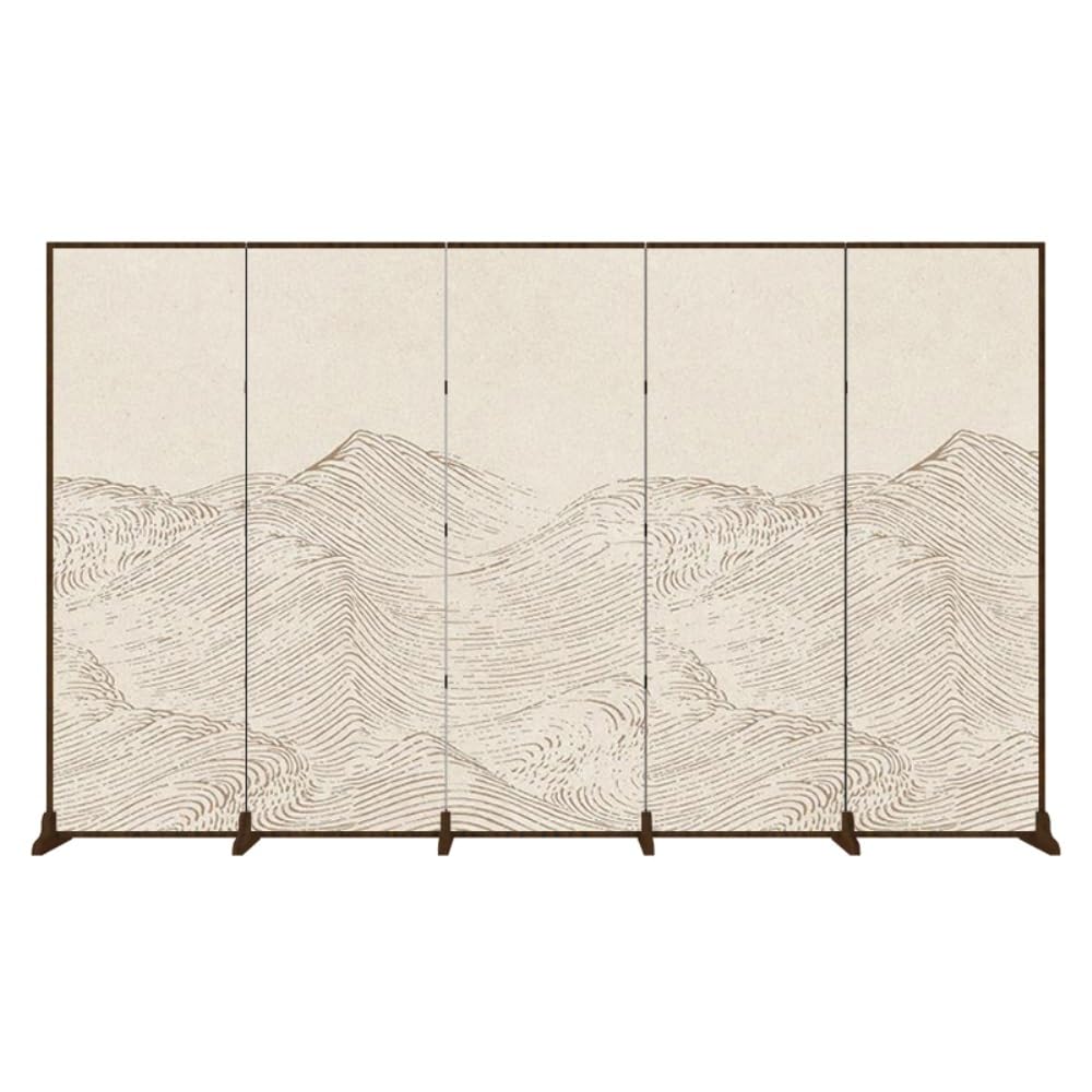 Privacy Screen Simple Screen Partition, Living Room Entrance Decoration Background Wall, Solid Wood Retro Landscape Folding Room Divider