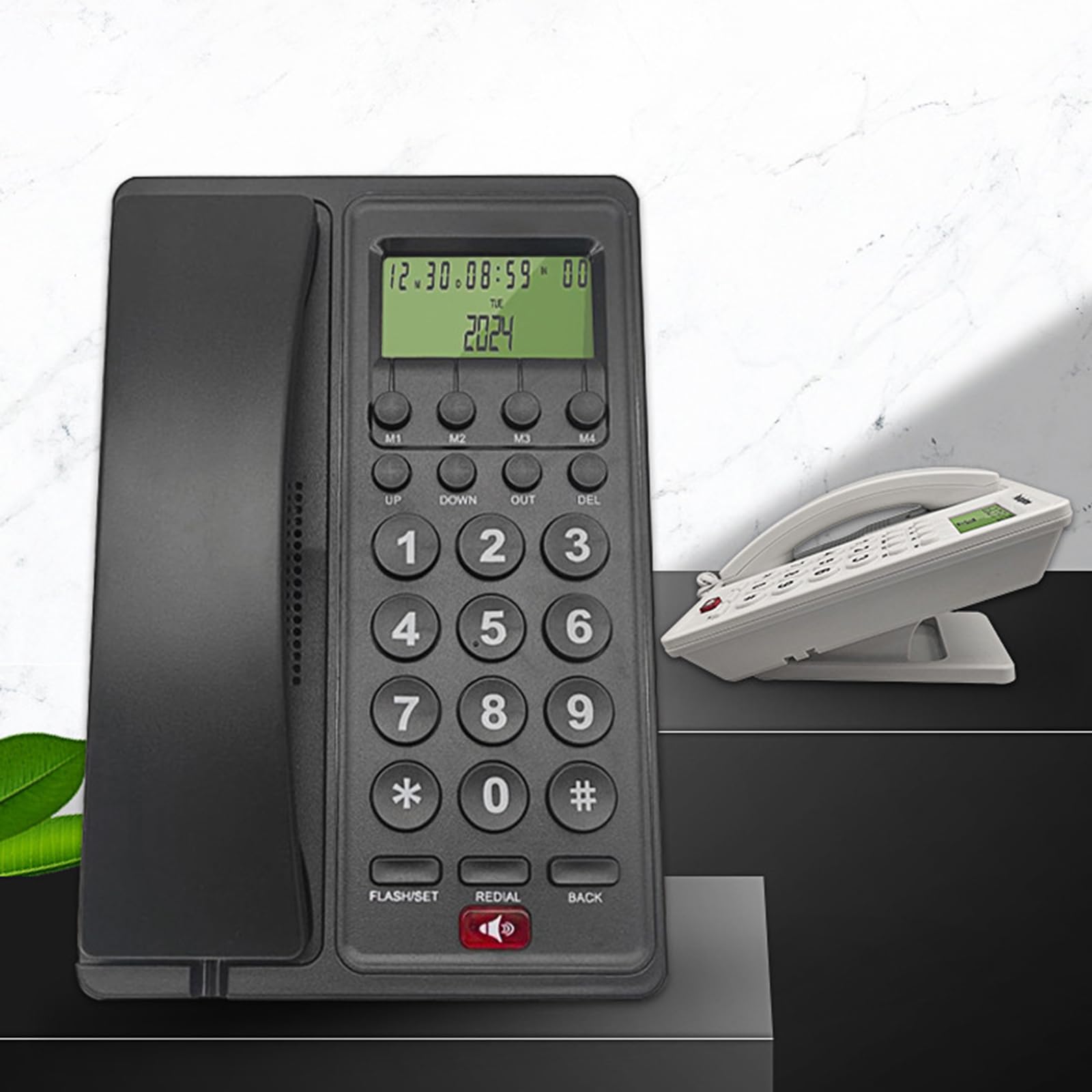 Teléfono fijo de oficina de negocios con pantalla de llamadas para habitación de huéspedes de hotel, teléfono con cable