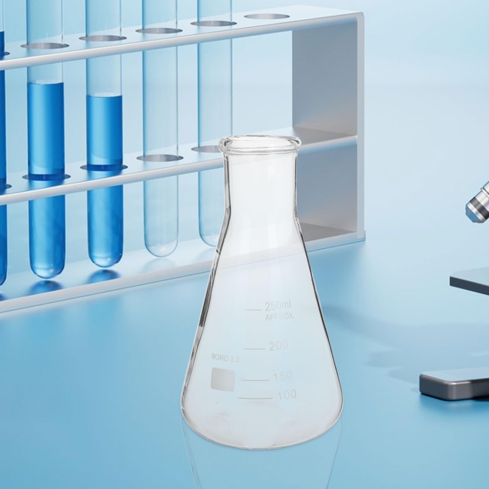 YARNOW Set 5 Pezzi Matracci Conici in Vetro Borosilicato Graduati Resistente Alte Temperature Capacità 50ml 150ml 250ml 500ml 1l Base Triangolare per Esperimenti di Laboratorio