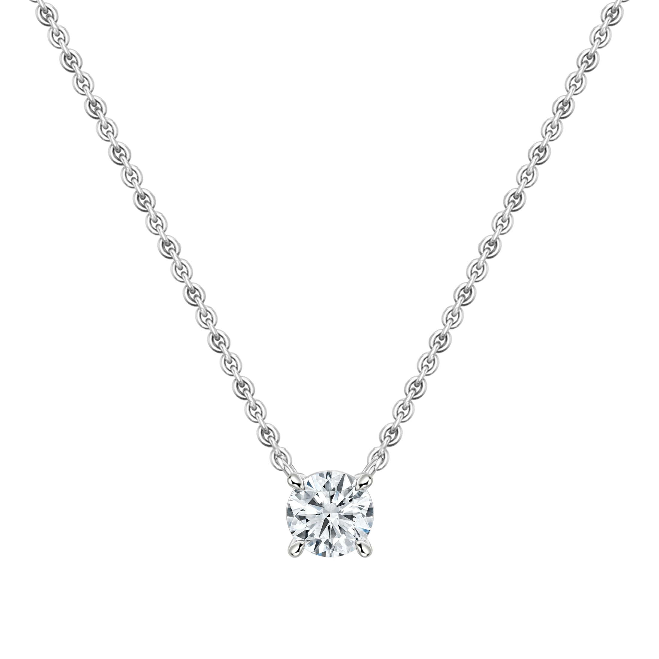 ALLORYA IGI Certified 2.00 Cttw Round Lab Grown White Diamond Classic Floating Solitaire Pendant Necklace for Women in 14K Solid Gold