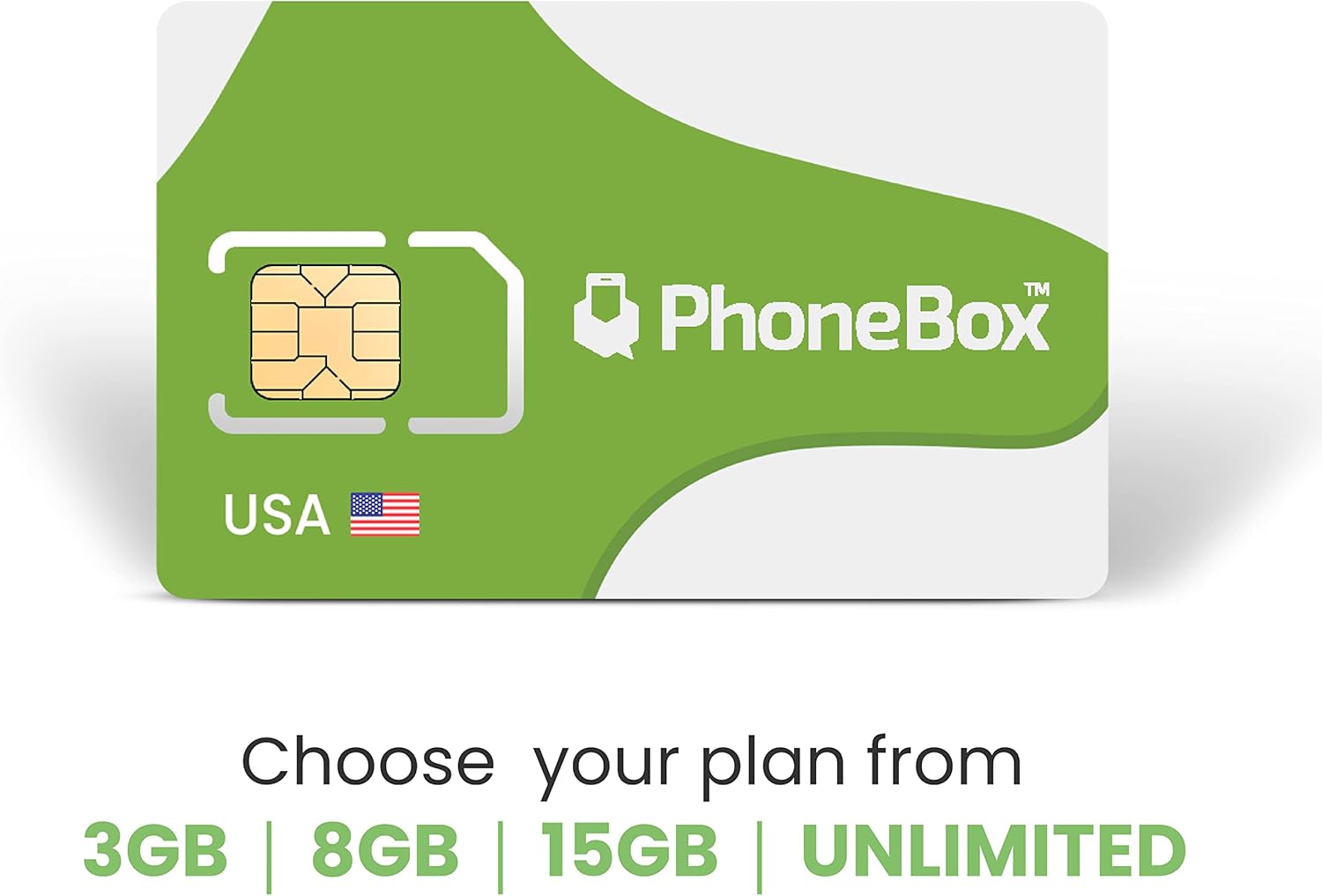 PhoneBox USA Prepaid SIM Card Choose from 3GB, 8GB, 15GB or Unlimited