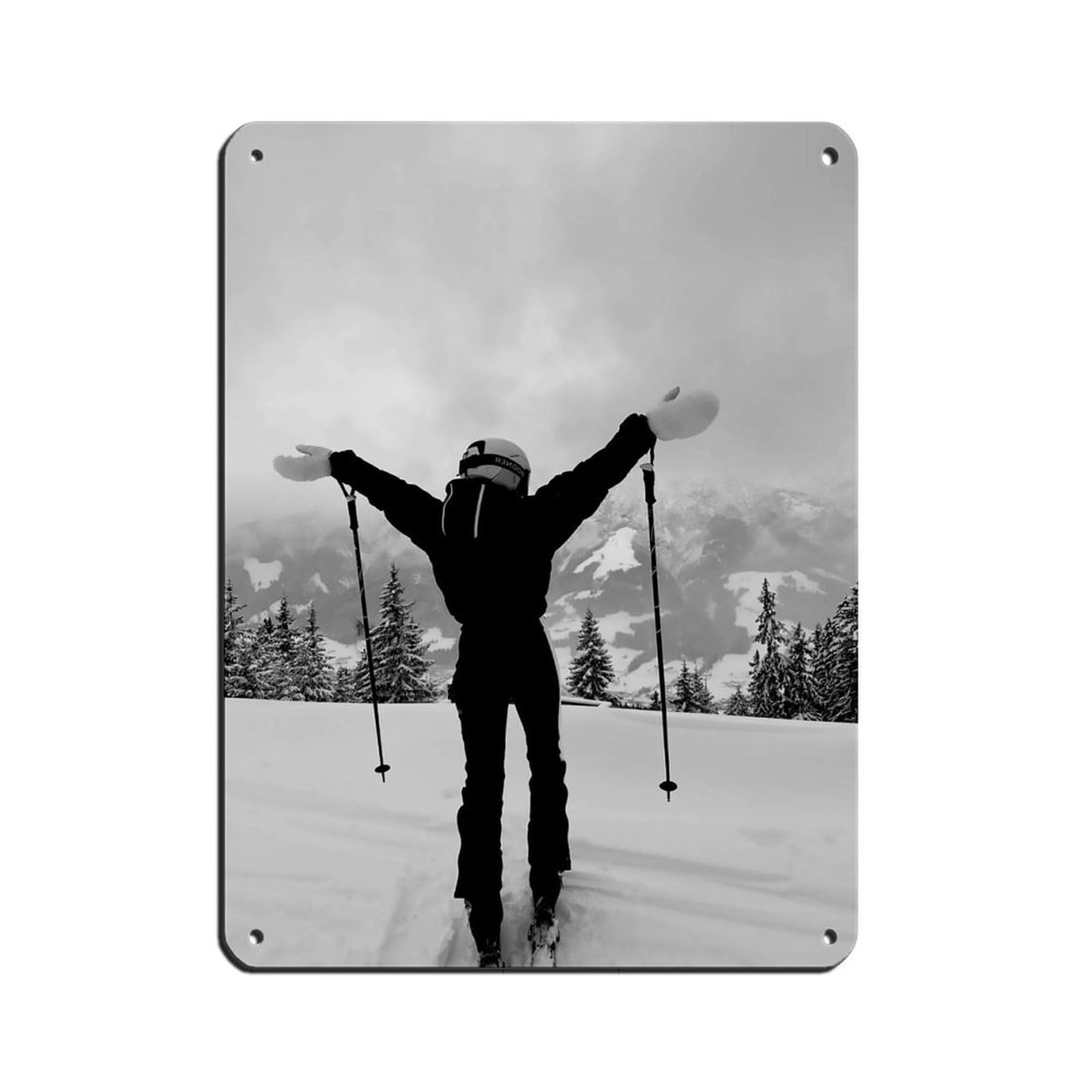 Vintage Woman Ski Photo, Vintage Skiing Poster（1） Tin Sign Vintage Metal Pub Club Cafe Bar Home Wall Art Decoration Poster Retro 12x16inch(30x40cm)