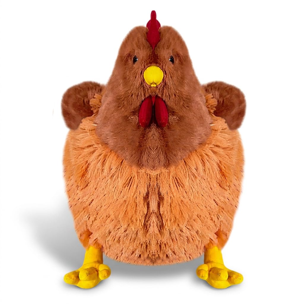 JynxtoyZeal Chicken Stuffed Plush, Soft Fluffy Hen Stuffed Animal, Realistic Farm Chicken Plushie Pillow for Home, Office, Bedroom Decor-15×14×25cm